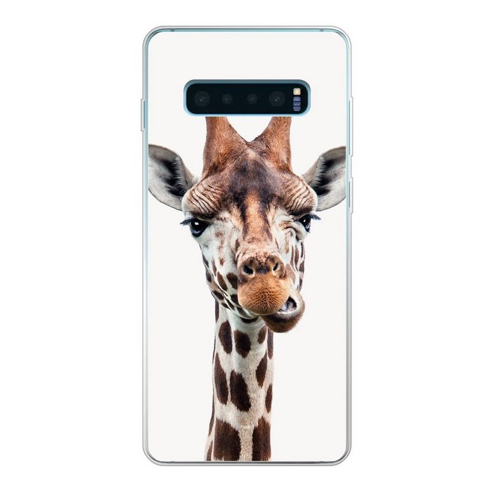 MuchoWow Handyhülle Jungen - Giraffe - Tiere - Kopf - Porträt - Kind - Mädchen Phone Case Handyhülle Samsung Galaxy S10 Lite Silikon Schutzhülle