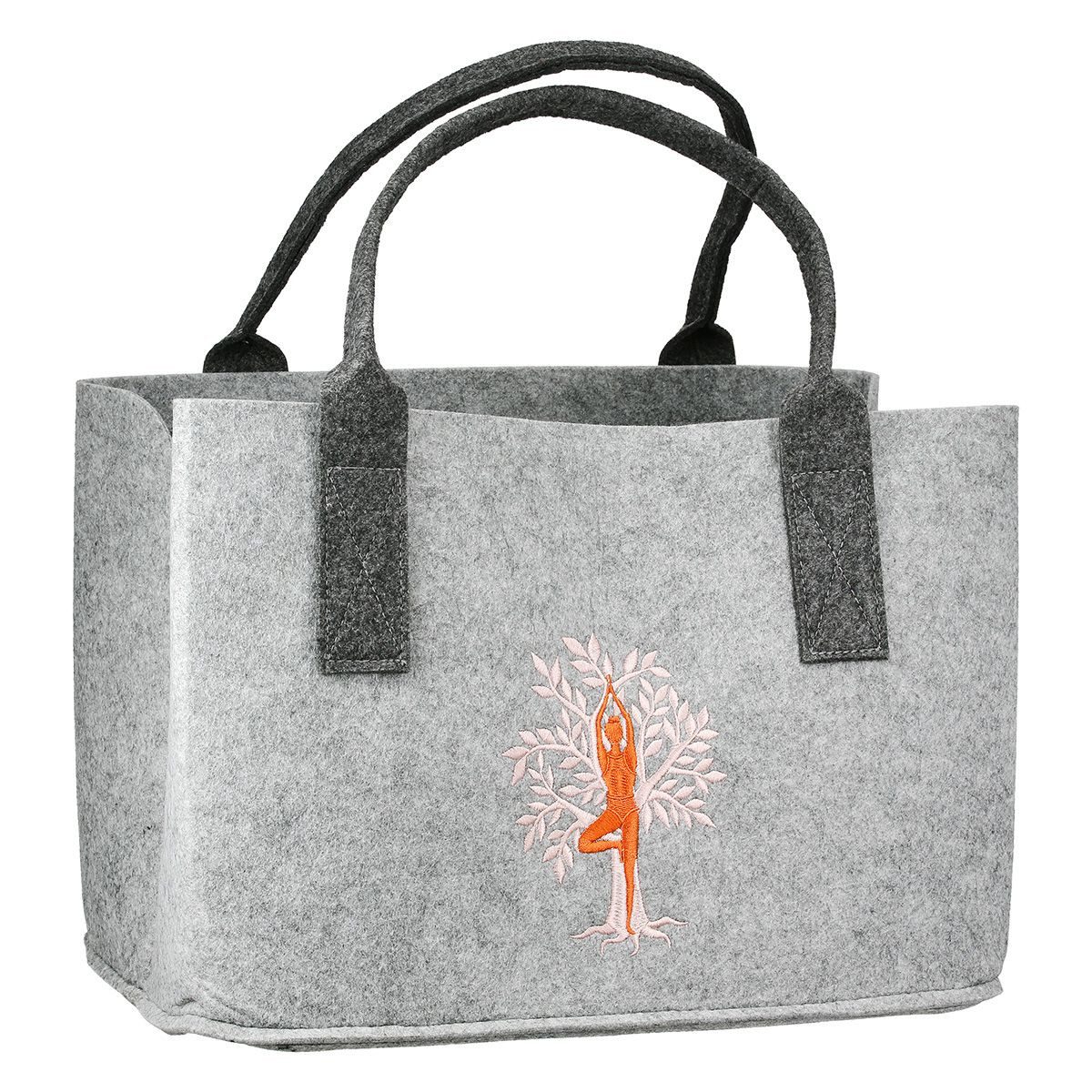 GILDE Shopper 2er Set Filztaschen Namaste mit Lebensbaum- und Lotusmotiv (2-tlg)