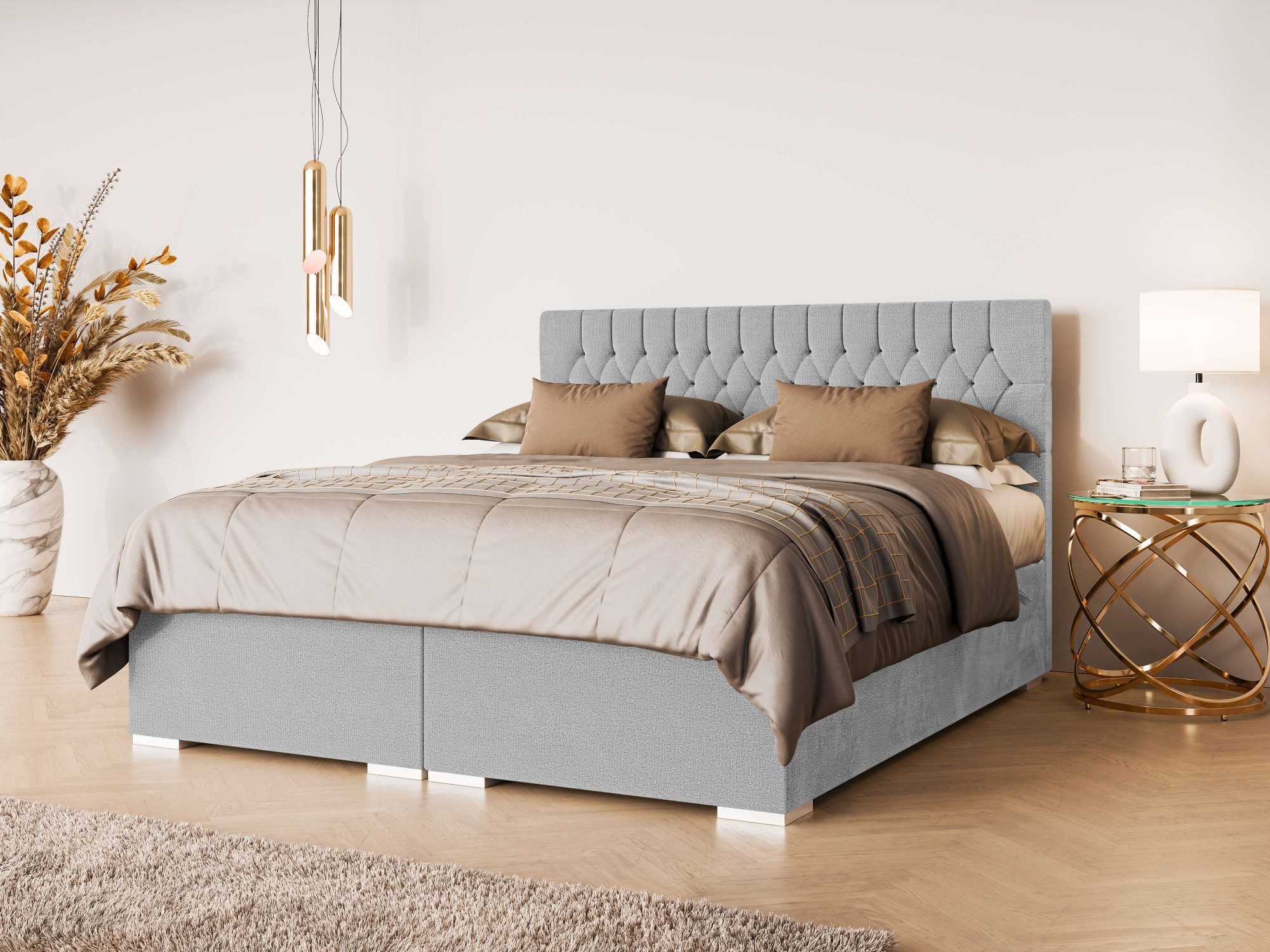 Home affaire Bett ALIY mit Matratze und Topper, in 3 Breiten (140, 160 und 180 cm), Boxspringbett mit Kopfteil, Bettkasten, Matratze (BFK/TFK) und Topper