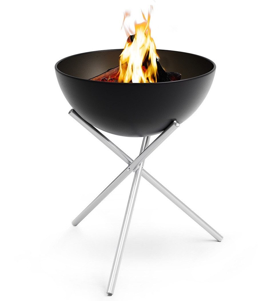 höfats Feuerkorb BOWL 57, 70 Feuerschale, (kippbarer Feuerkorb, Stahl emailliert, raucharme Feuerstelle mit Plancha Grillplatte und Grillrost nutzbar), langlebiges Produkt