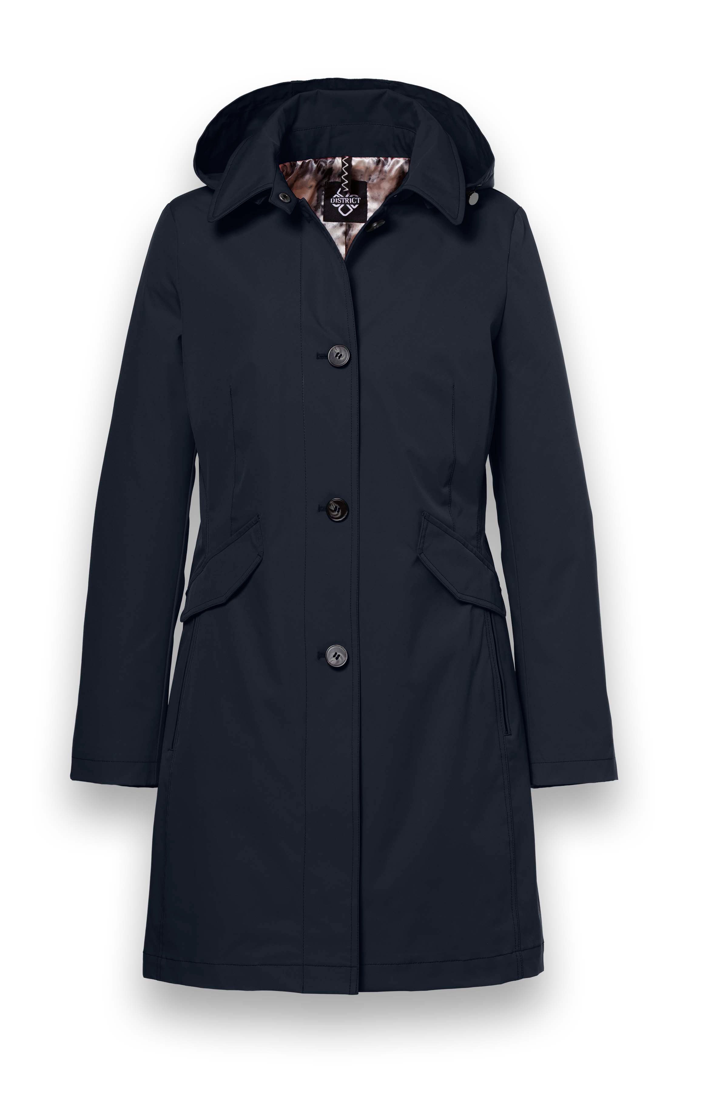 District Funktionsjacke Übergangsjacke (Parka) Lotus mit Kapuze navyblau Damen