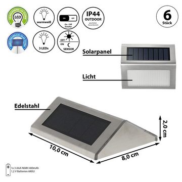 CEPEWA LED Solarleuchte Solar LED Wandleuchte 10x8x2cm Edelstahl