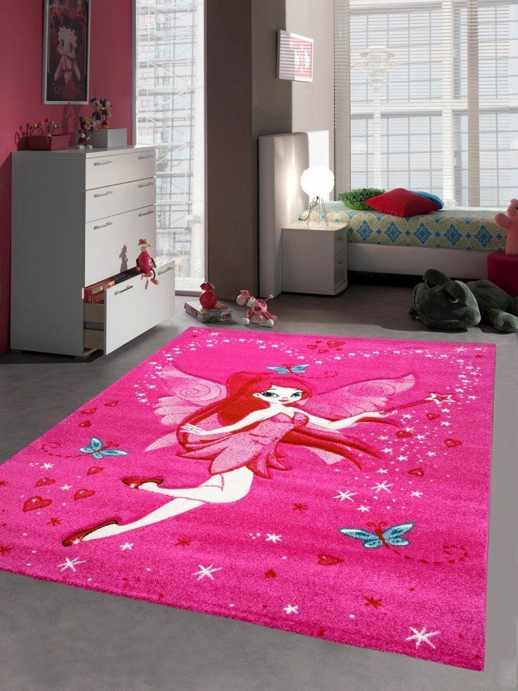 Kinderteppich Kinderteppich Kinderzimmer Mädchen Zauberfee Tinkerbell Pink