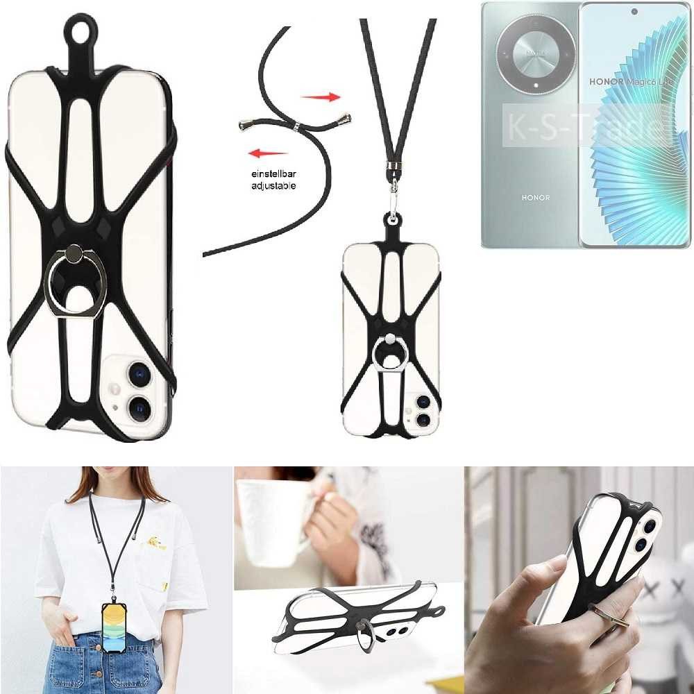 K-S-Trade Handyhülle für Honor Magic6 Lite, 3in1 Handykette Handyband Handykordel Halsband Smartphone-Ring