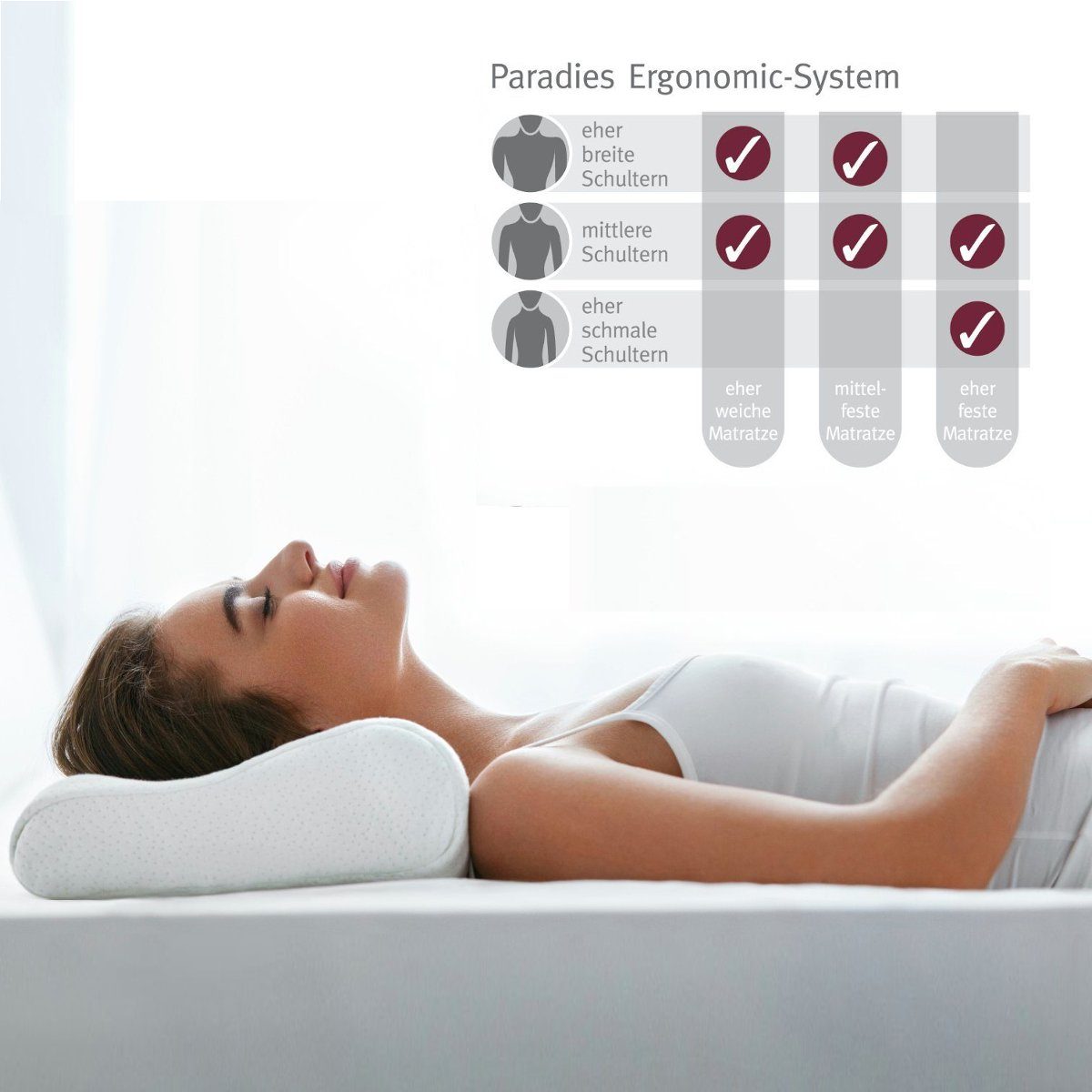 Paradies Nackenstützkissen Paradies Paratex Ergonomic orthopädisch Nackenstützkissen Nackenkissen, Seitenschläfer, Rückenschläfer, IGR- Zertifiziert, Klimaneutrale Herstellung