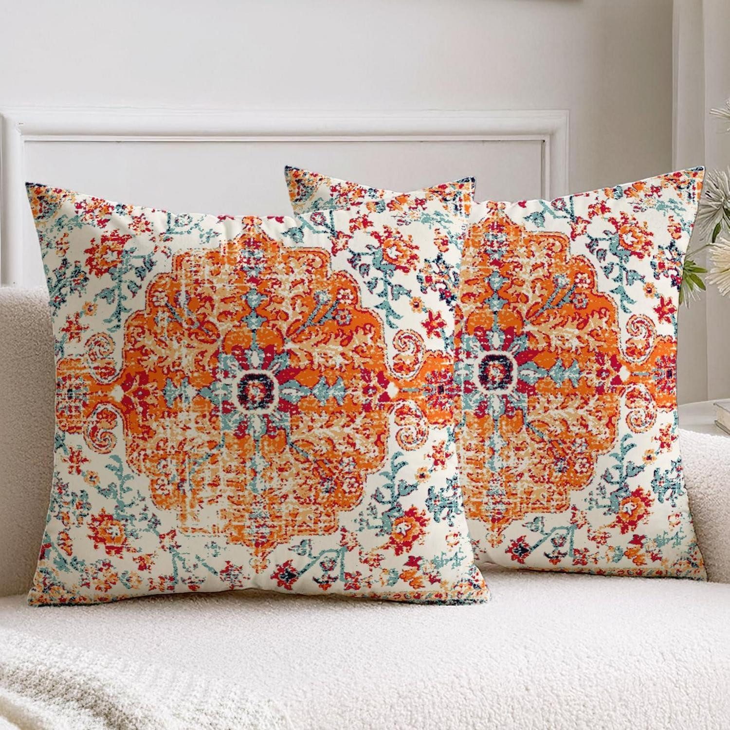 LuxusKollektion Kissenbezüge Kissenbezüge 50x50 cm Boho Vintage 2er Set, (2 Stück)