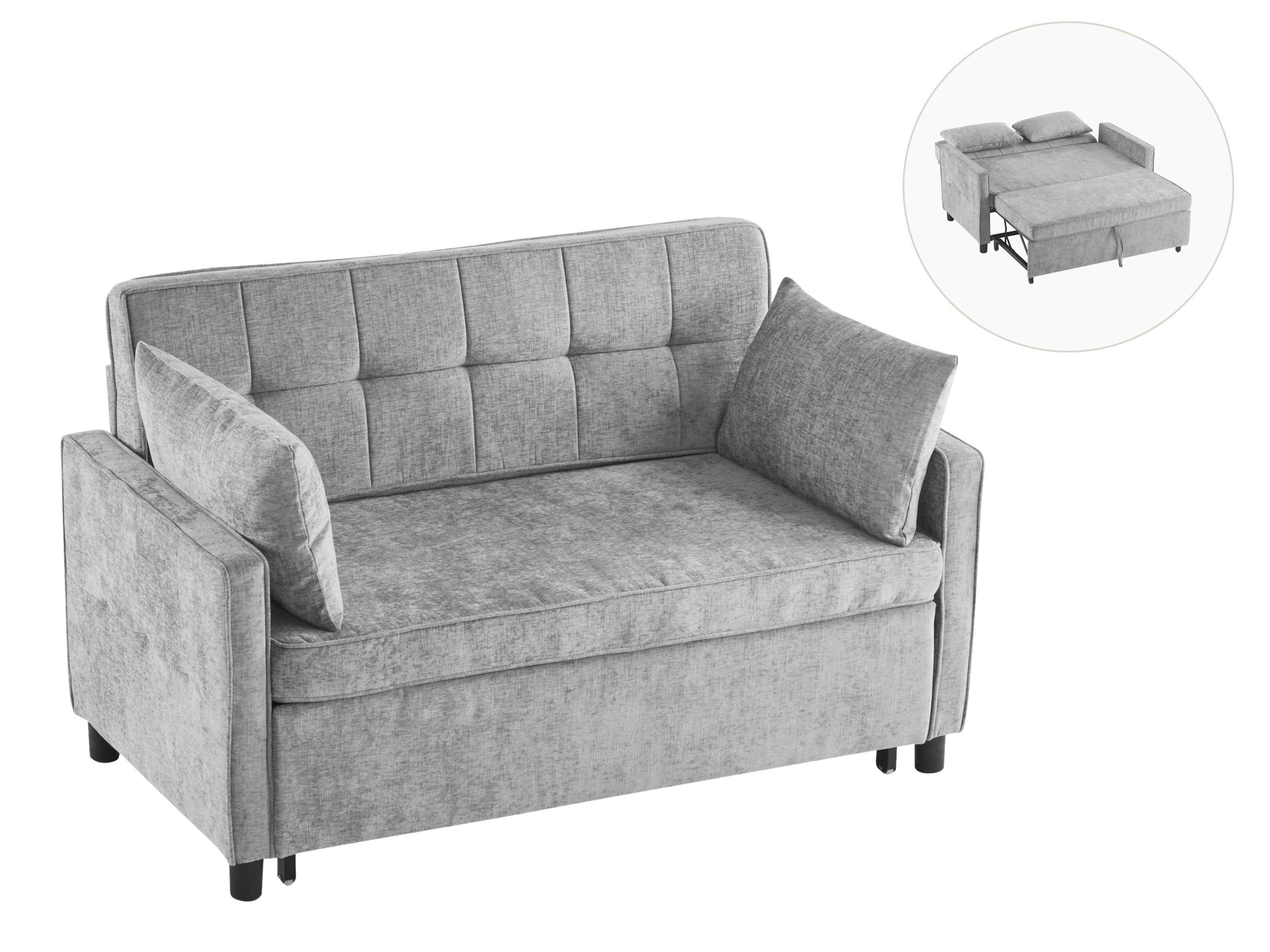 SeedWave Schlafsofa mit Ausziehfunktion, verstellbarer Rückenlehne (110°/180), 2-Sitzer, Chenille-Stoff, 2 Kissen, platzsparend, modernes Design