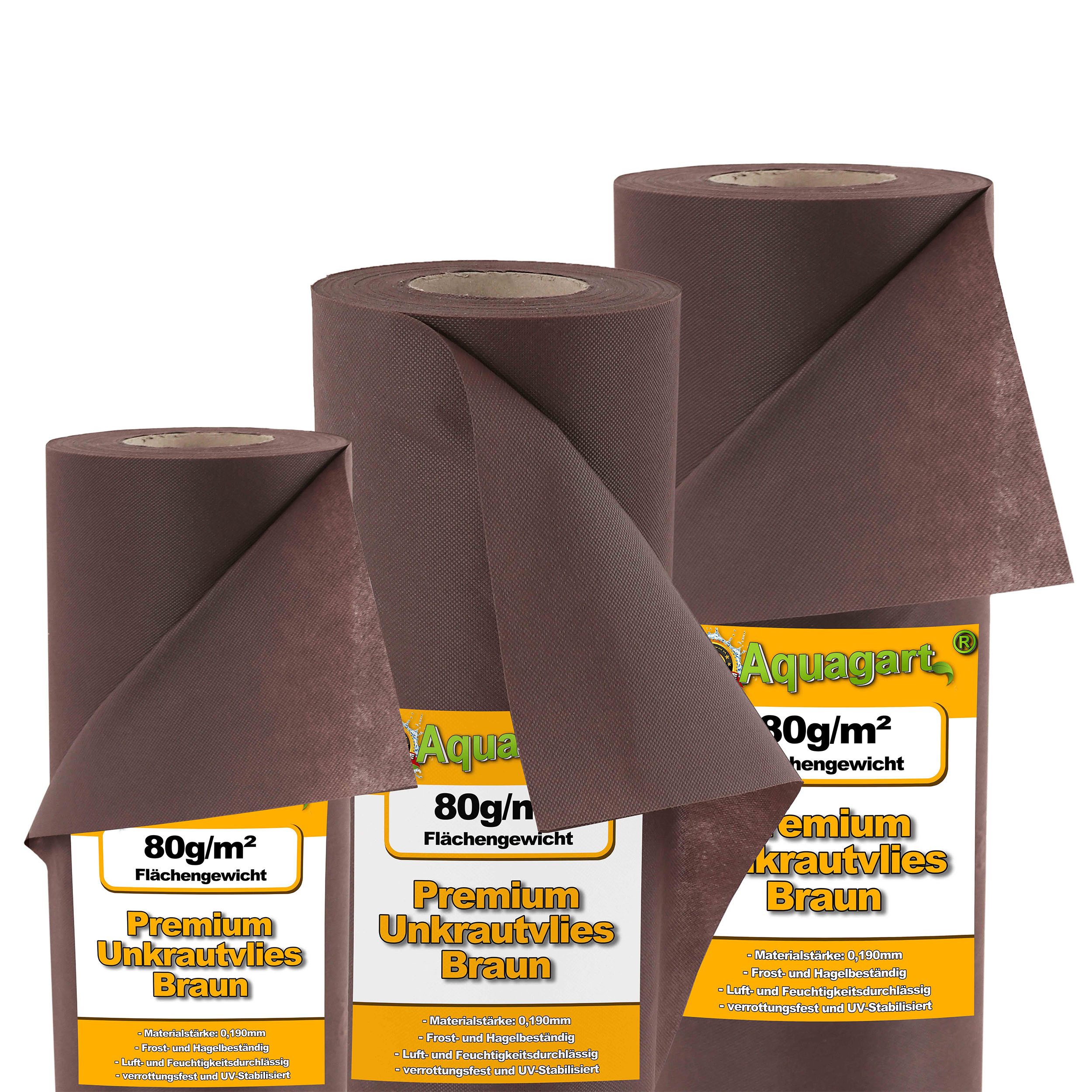 Aquagart Unkrautvlies 10m² Gartenvlies Unkrautvlies Mulchvlies 80g 1,6m breit braun, (1-St)