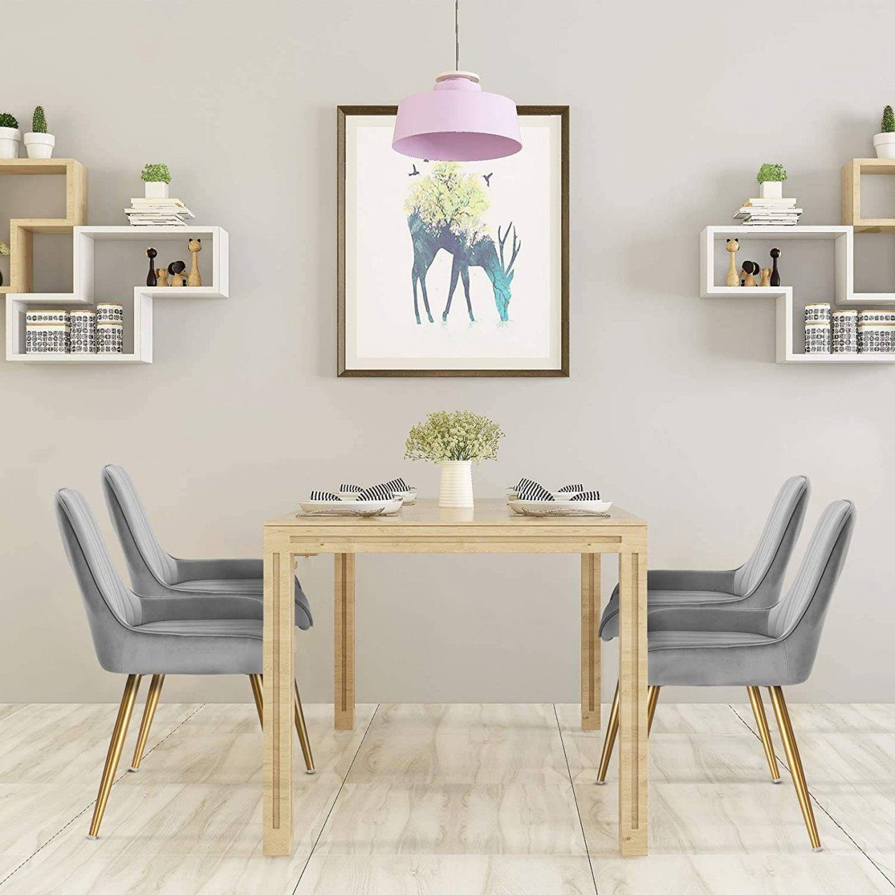 EUGAD Esszimmerstuhl (4 St), Retro, Sitzfläche aus Samt, mit Metallbeine günstig online kaufen