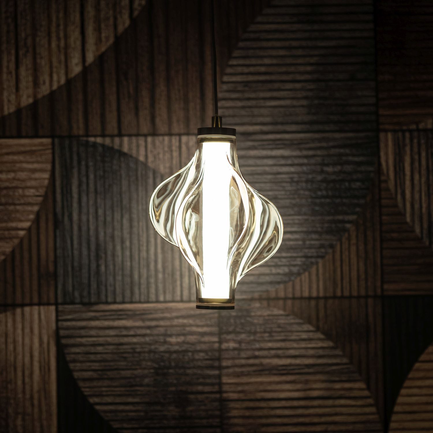 Licht-Erlebnisse Pendelleuchte SORIN, LED fest integriert, Warmweiß, LED Glas Metall H: max. 160 cm B: 18 cm in Messing Rot rund 3000 K