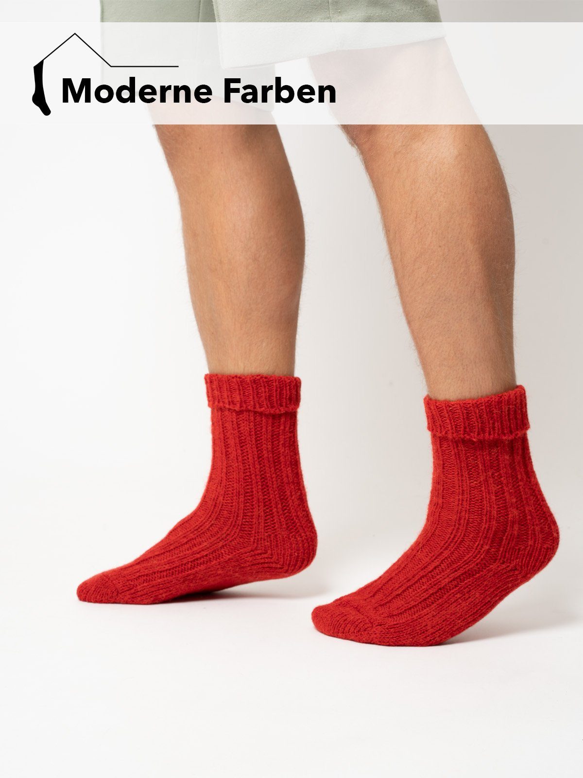 HomeOfSocks Socken Bunte Wollanteil Olive Alpakawolle und und Strapazierfähige 40% warme Wolle mit mit und mit Umschlag Alpakawolle Socken Socken