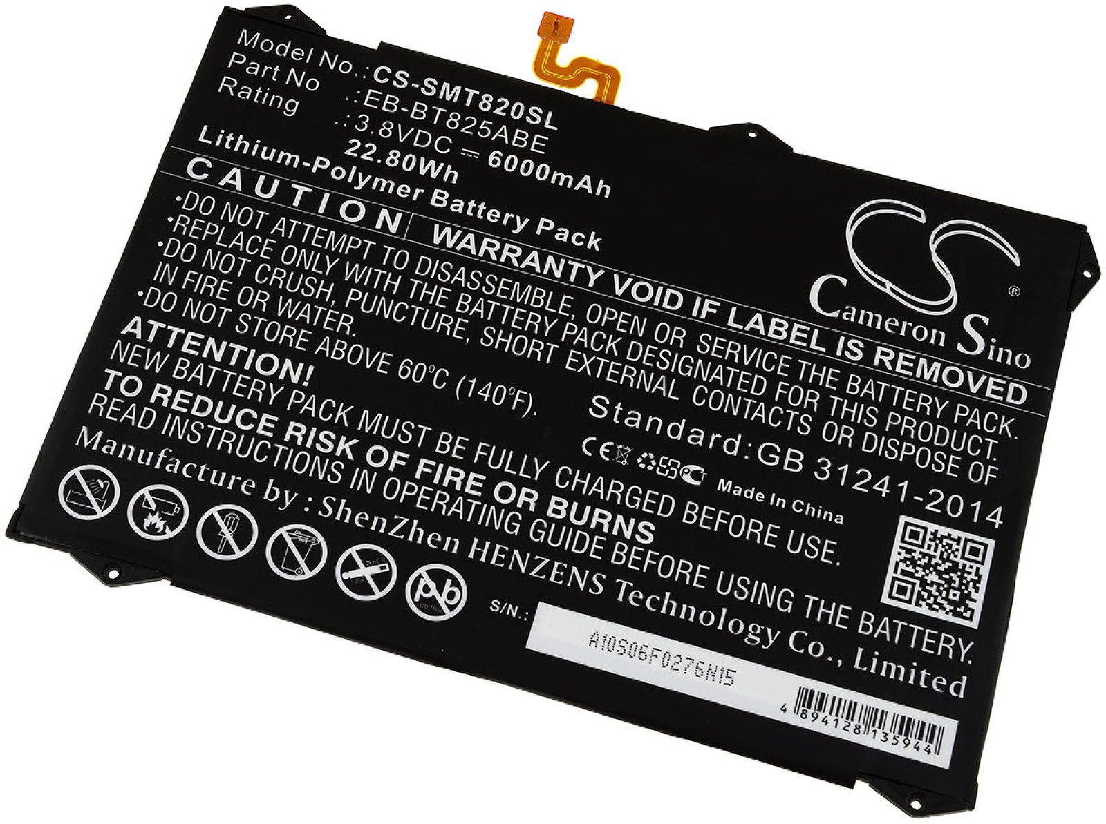 Akku Powery V) (3.8 SM-T820 mAh 6000 für Laptop-Akku Samsung