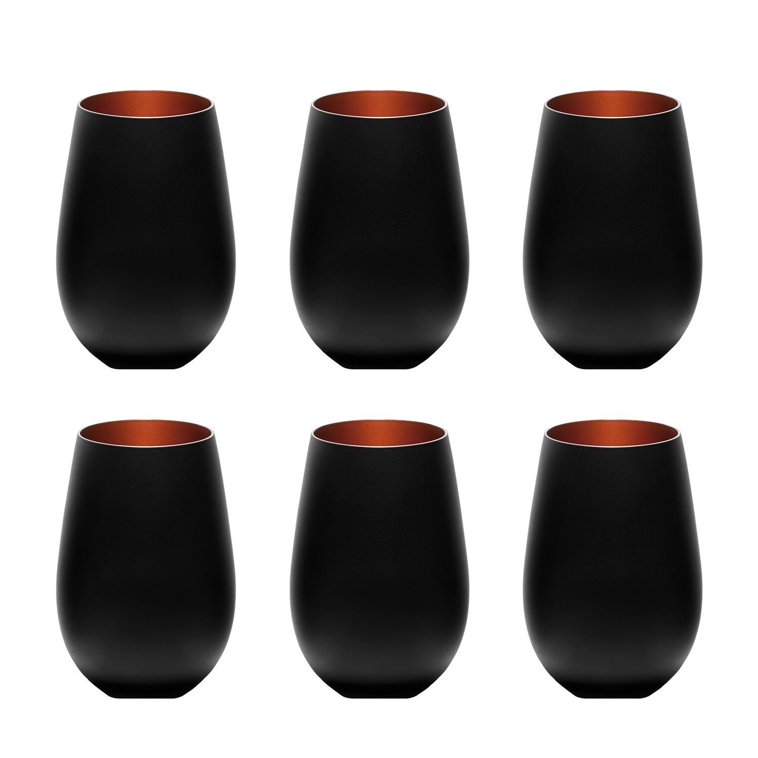 ich-zapfe Glas Farbige Trinkgläser ELEMENTS 6er-Set, zweifarbig Schwarz-Bronze, 456ml