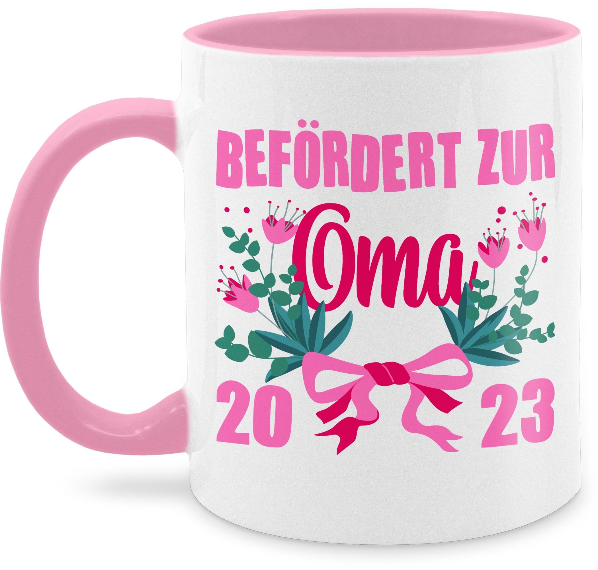 Shirtracer Tasse Befördert zur Oma 2023, Keramik, Oma Großmutter 1 Rosa