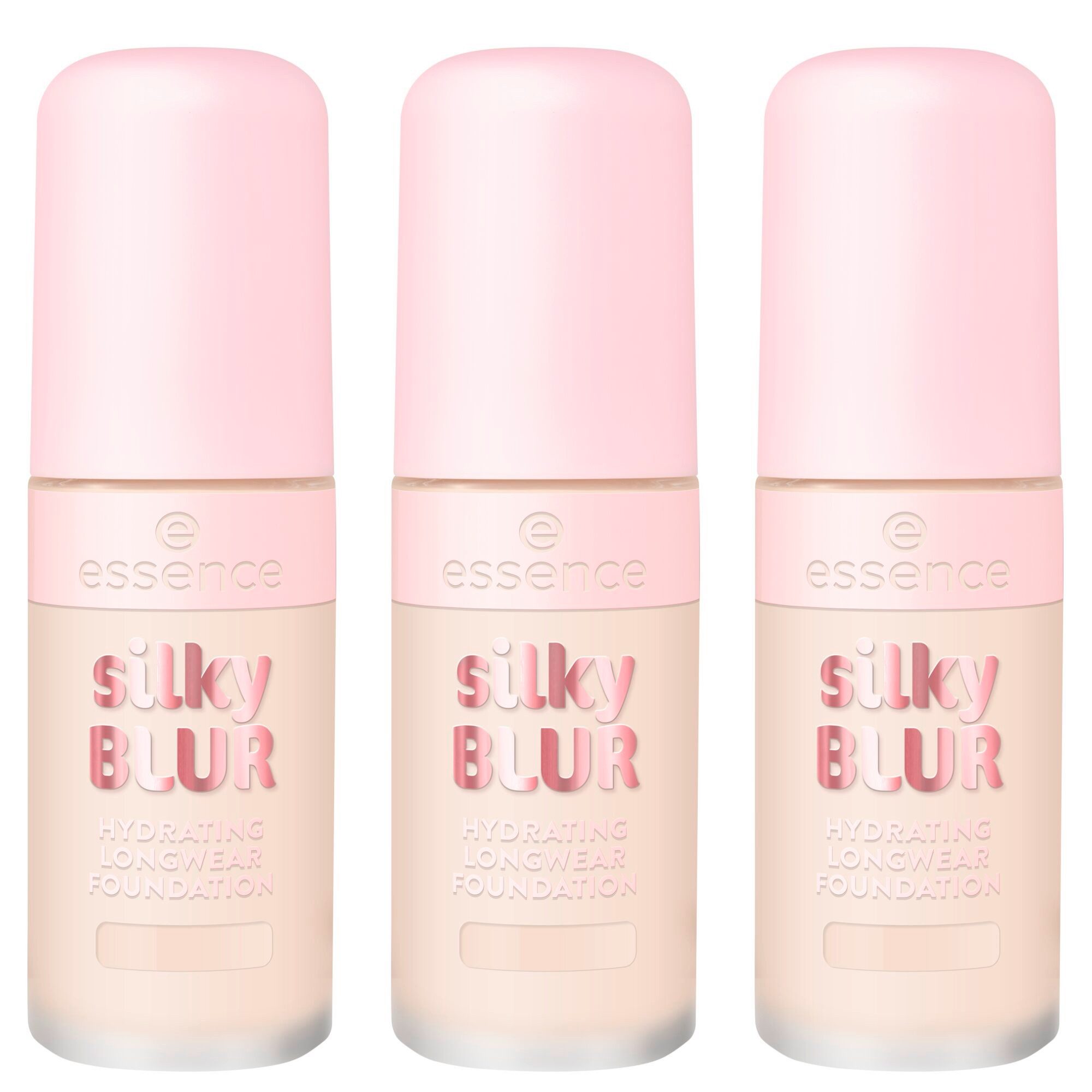 Essence Foundation SILKY BLUR HYDRATING LONGWEAR FOUNDATION, 3-tlg.