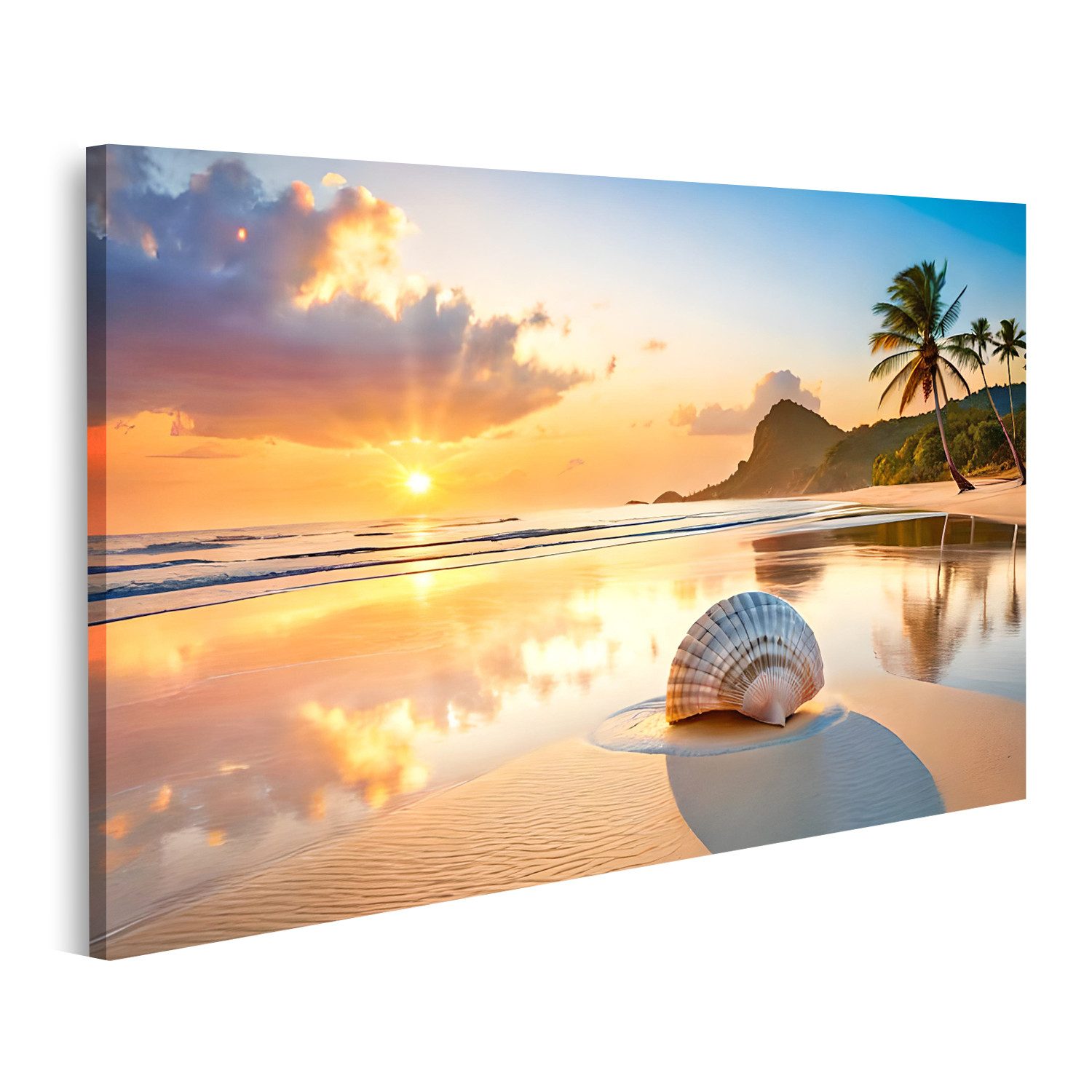 islandburner Leinwandbild Große Muschel sandiger tropischer günstig online kaufen