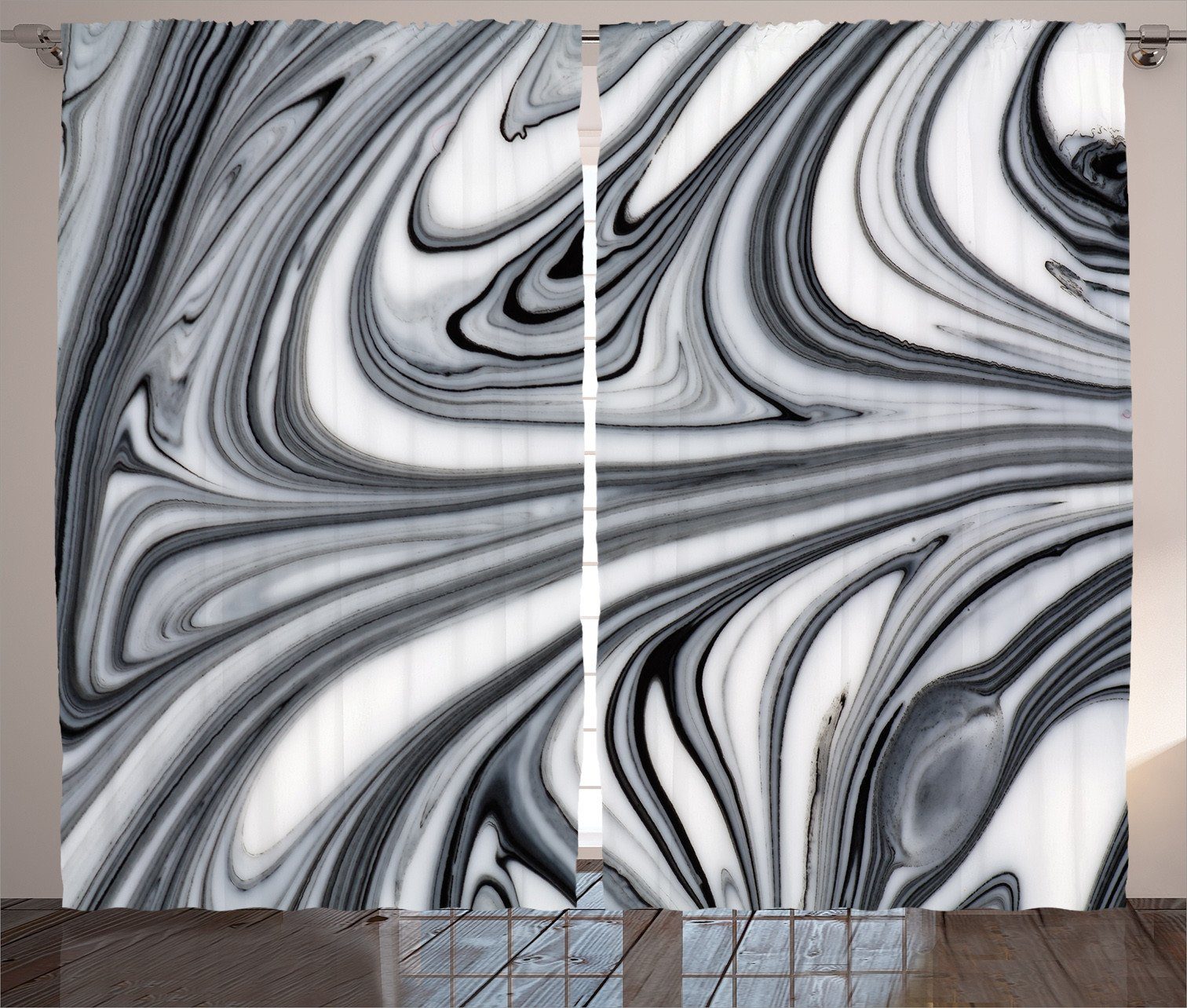 Gardine Schlafzimmer Kräuselband Vorhang mit Abstrakt Schwarz-weiße Abakuhaus, Haken, und Kunst surreale Schlaufen