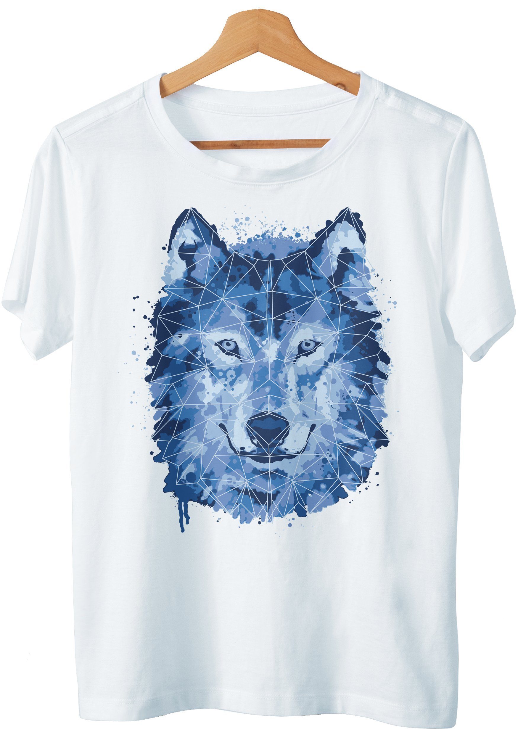 Art & Detail T-Shirt Tier Style Design Watercolor Polygon Wolf Shirt