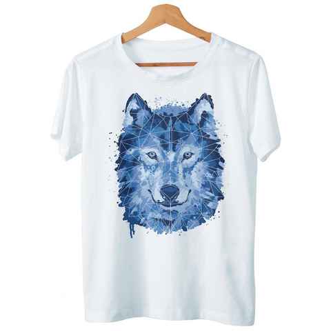 Art & Detail Shirt T-Shirt Wolf Polygon Style Tier Watercolor Design