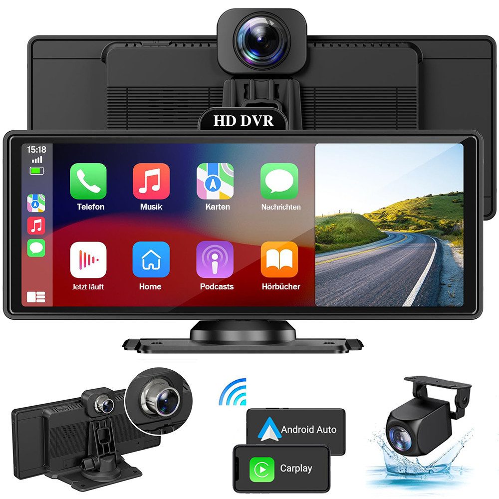 10,26 Zoll HD Auto-Display kompatibel mit CarPlay und Android Auto Navigationsgerät
