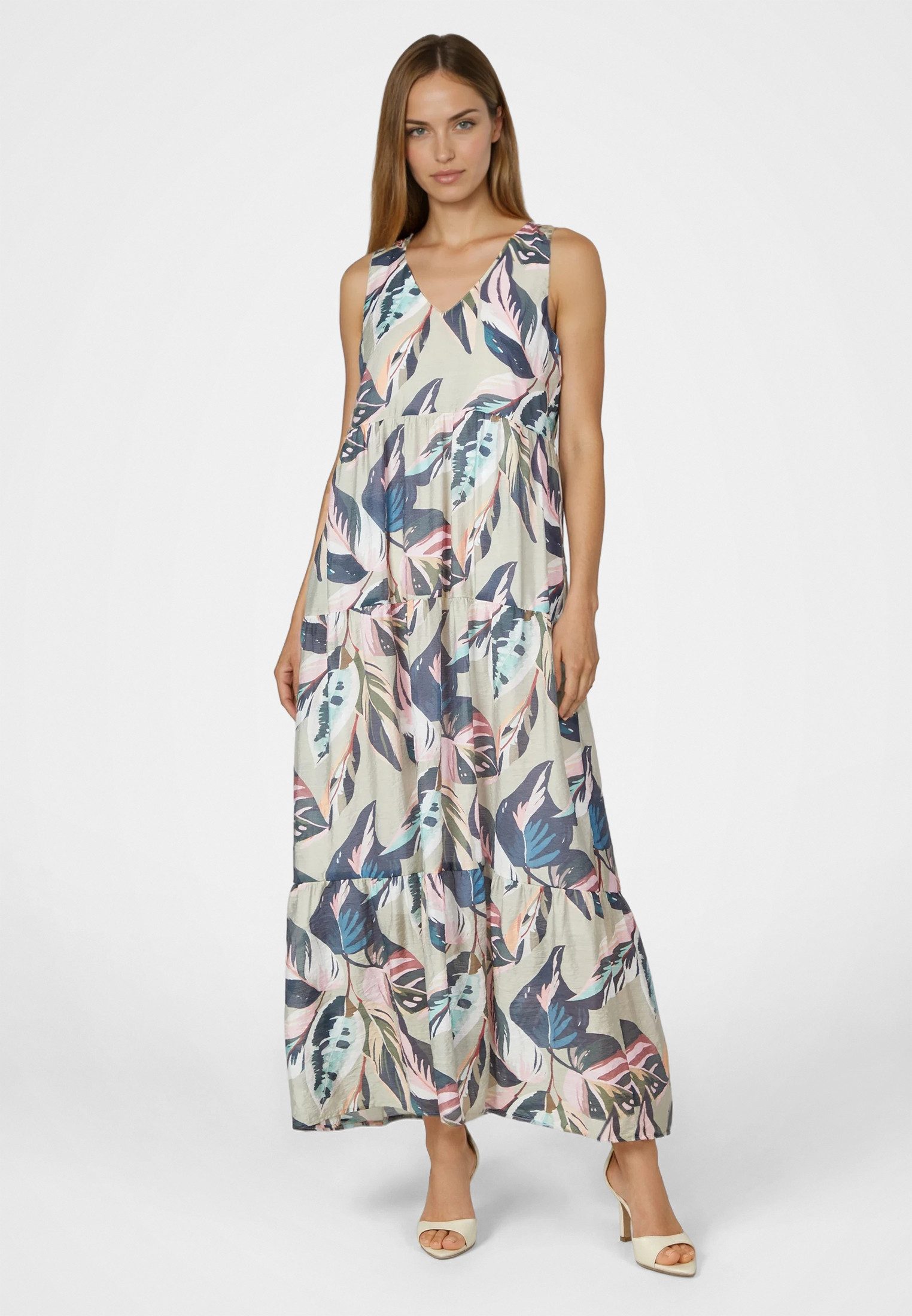 MARC AUREL Maxikleid mit Blätterprint