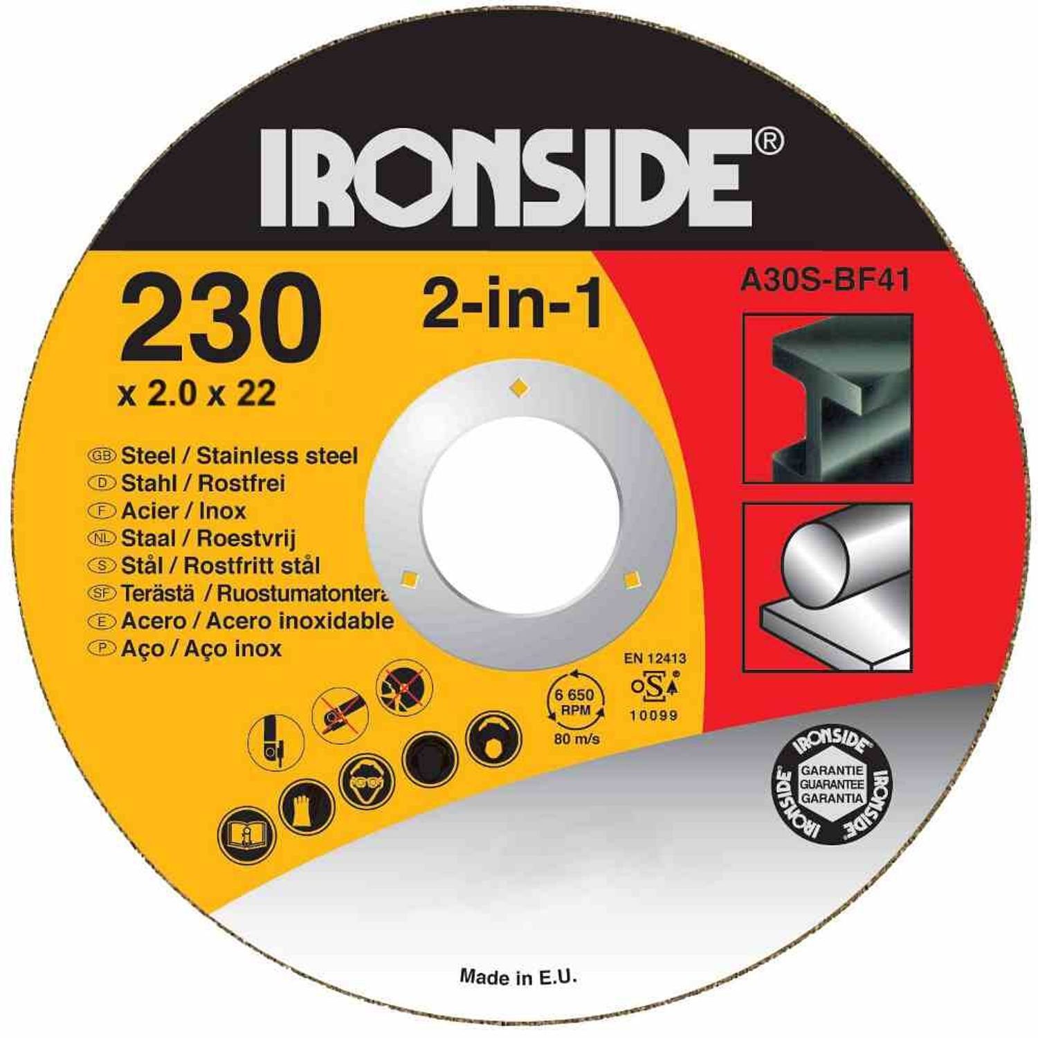 IRONSIDE Trennscheibe Trennscheibe 230x2,0x22mm für Stahl + Inox, Ø 230 mm