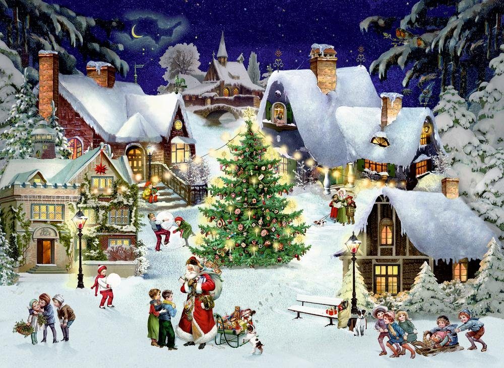 COPPENRATH DIE SPIEGELBURG Adventskalender Weihnachten im Dorf, A4-Wandkalender