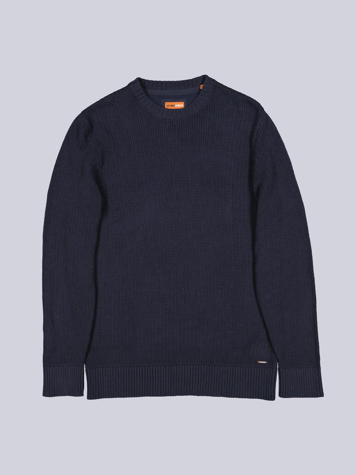 emilio adani Rundhalspullover Herren Pullover strukturiert, Indigoblau