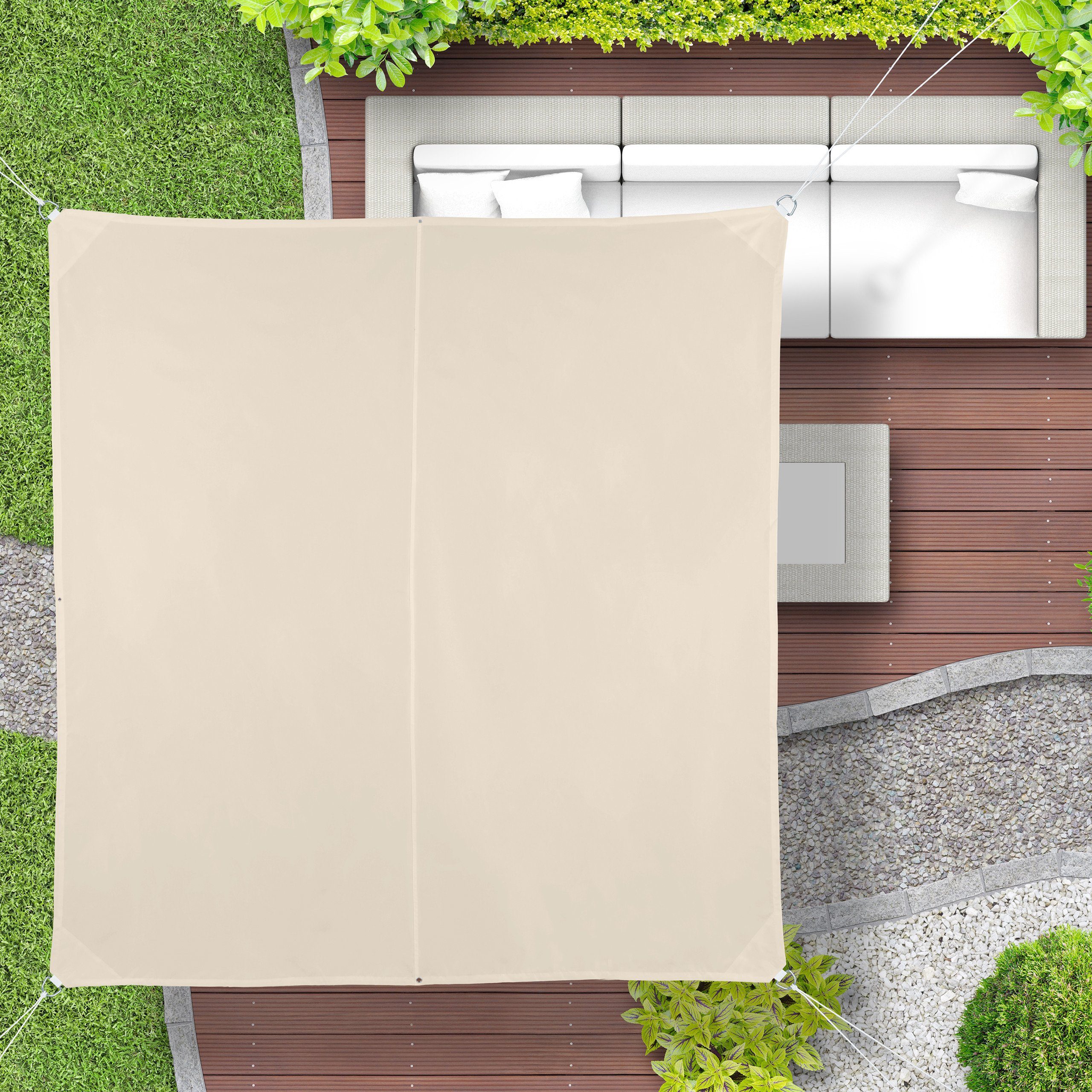 relaxdays Sonnensegel Quadrat in Beige, 2 günstig online kaufen