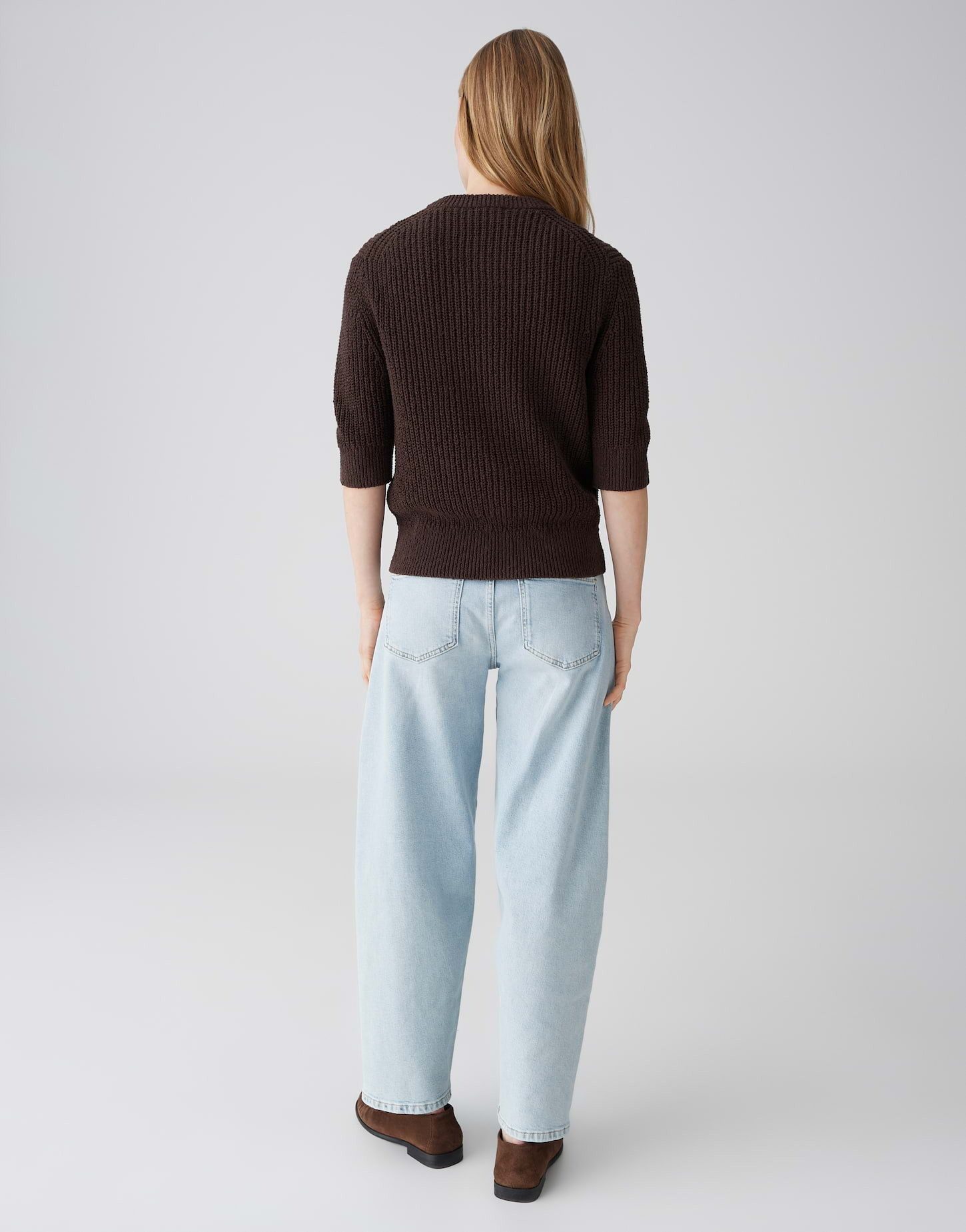 OPUS Cardigan Cardigan aus BCI Cotton mit Rippstruktur Knopfleiste mit Hornoptik-Knöpfen, schmale Passform