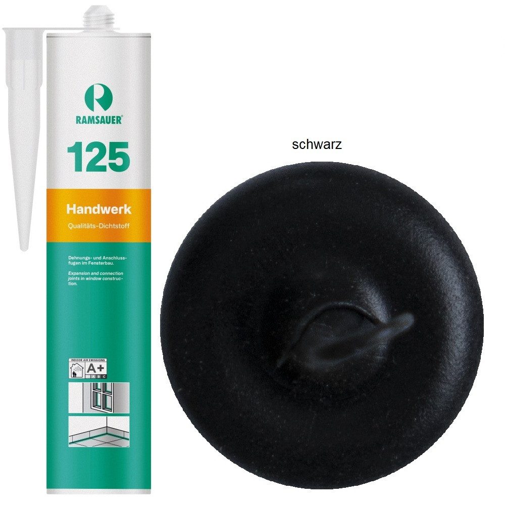 Ramsauer Dichtstoff Ramsauer 125 Handwerk 1K Silicon Dichtstoff 310ml Kartusche, gebrauchsfertig, UV- und witterungsbeständig, pilzhemmend, anstrichverträglich