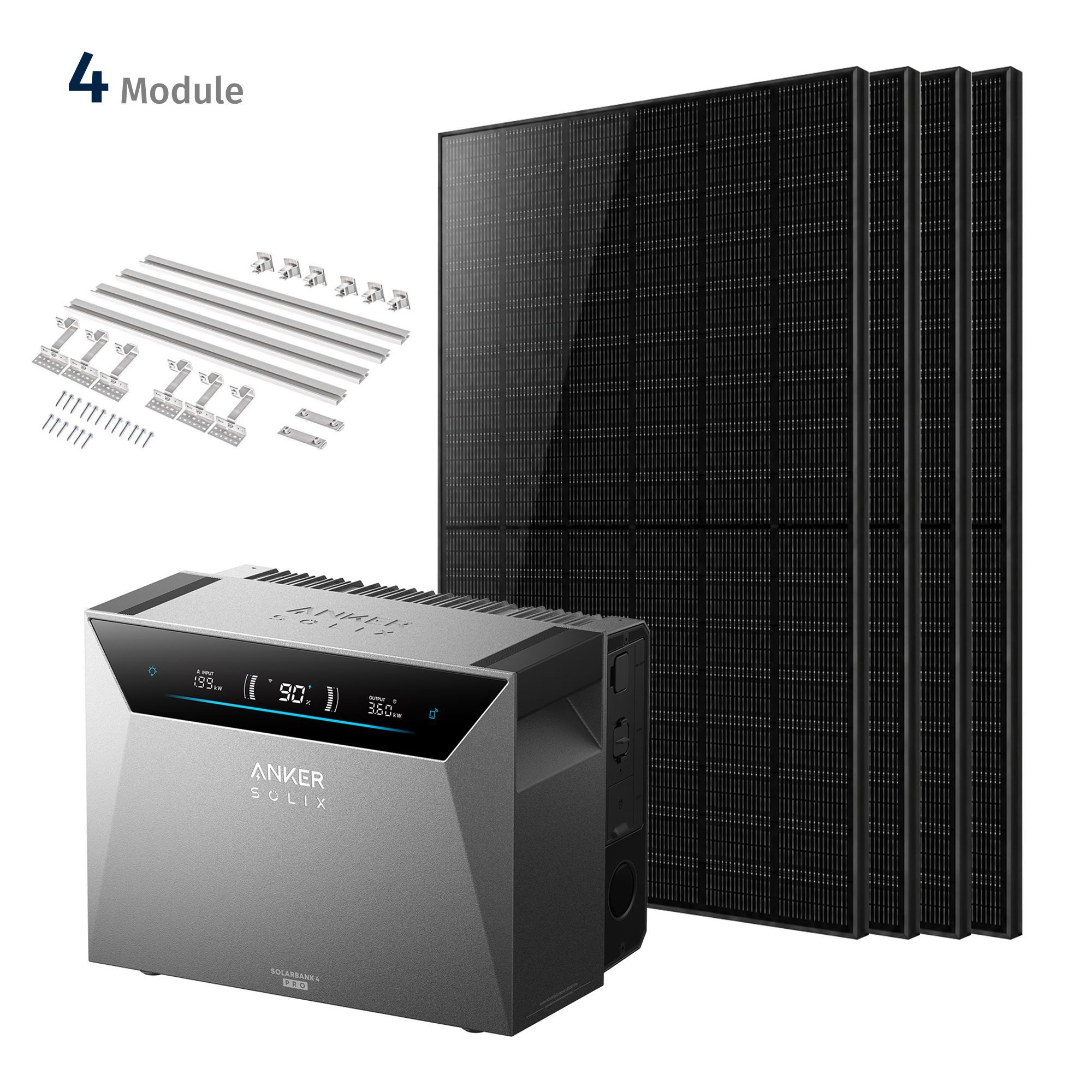 SolarMars Balkonkraftwerk mit Speicher Anker SOLIX Solarbank 4 E5000 Pro, 2000Wp/4000Wp, Monokristallin