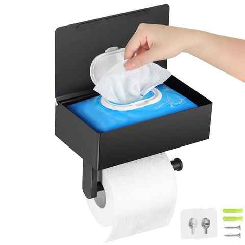UE Stock Toilettenpapierhalter Toilettenpapierhalter Feuchttücherbox ohne Bohren Edelstahl Schwarz