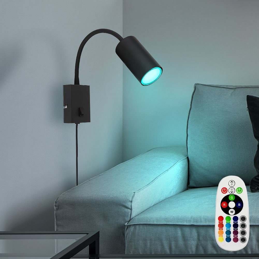 inklusive, flexibel Spotlampe LED Wandlampe Wandleuchte, Leseleuchte LED Warmweiß, Globo dimmbar Fernbedienung RGB Leuchtmittel Farbwechsel,
