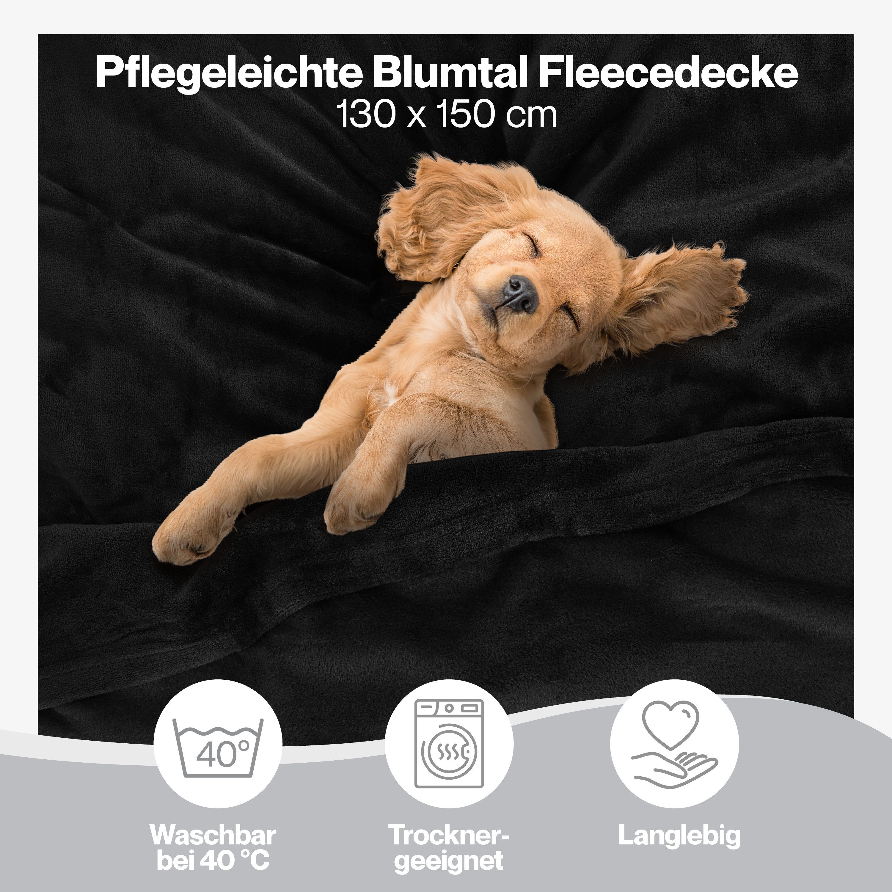 Wohndecke Kuschelige Fleecedecke, Oeko-Tex zertifizierte Decke, Blumtal
