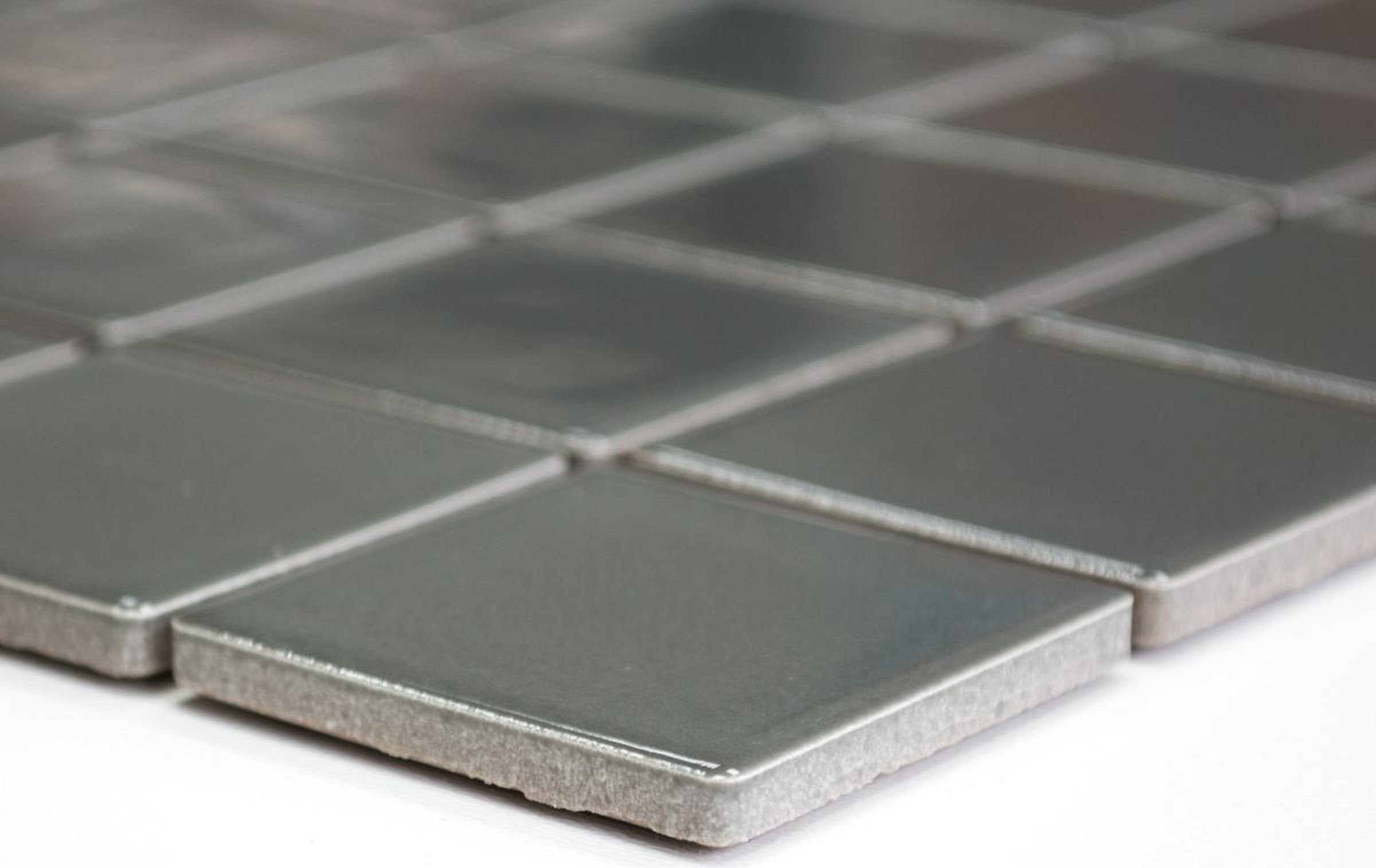 Mosani Mosaikfliesen Keramik Mosaik Fliese metall grau glänzend Fliesenspiegel Küchenwand