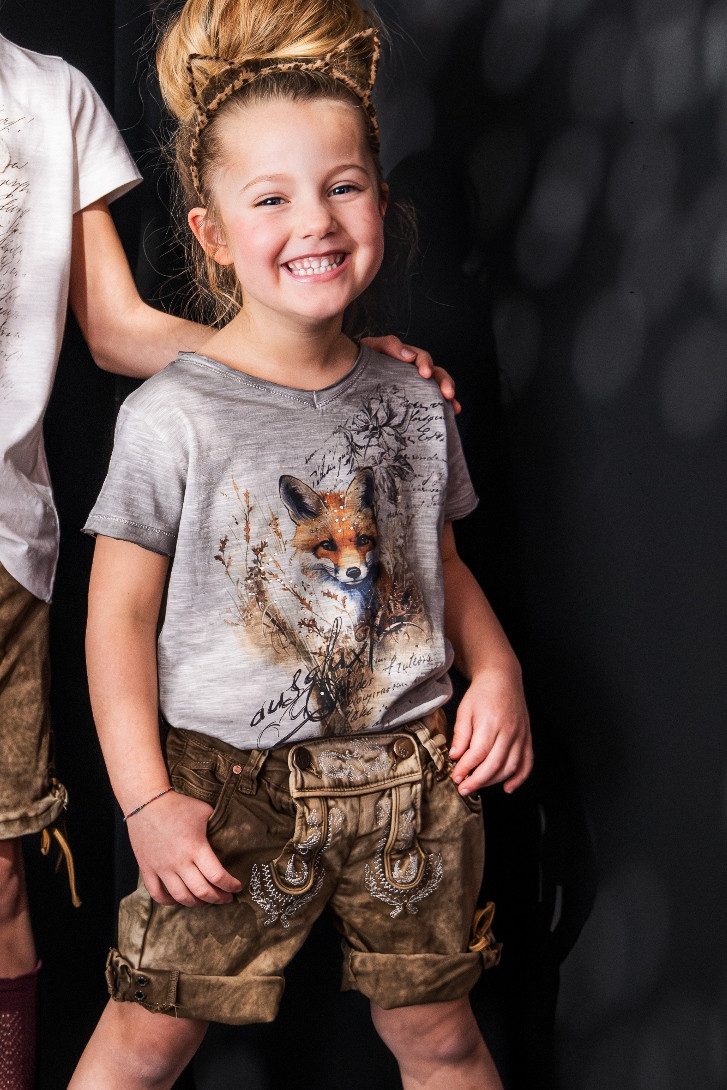 Hangowear Trachtenbluse Trachtenshirt Kind - DICKY KIDS - greige