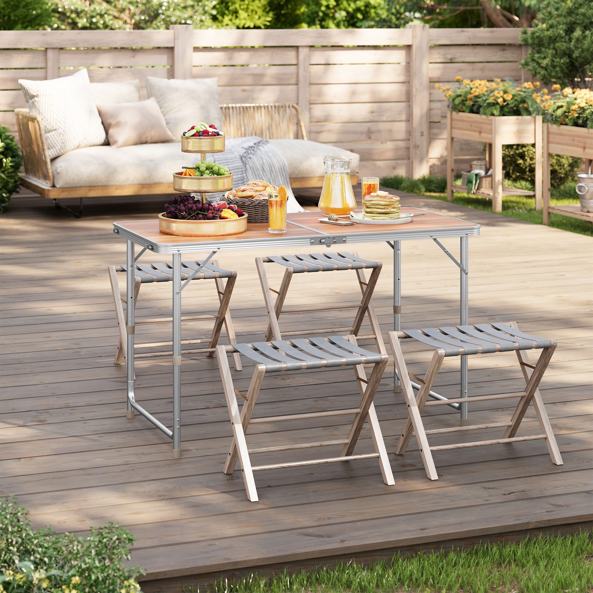 Woltu Campingtisch (1-St), Klapptisch, höhenverstellbar, aus Aluminium MDF günstig online kaufen