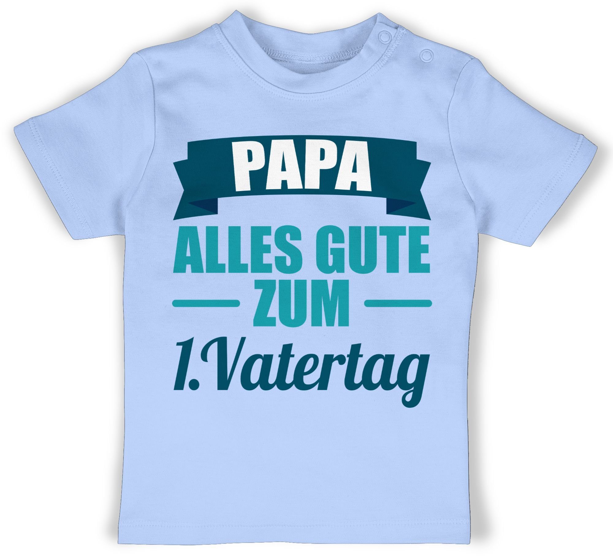 Shirtracer Vatertag Geschenk 1. Babyblau Vatertag T-Shirt 1 Baby