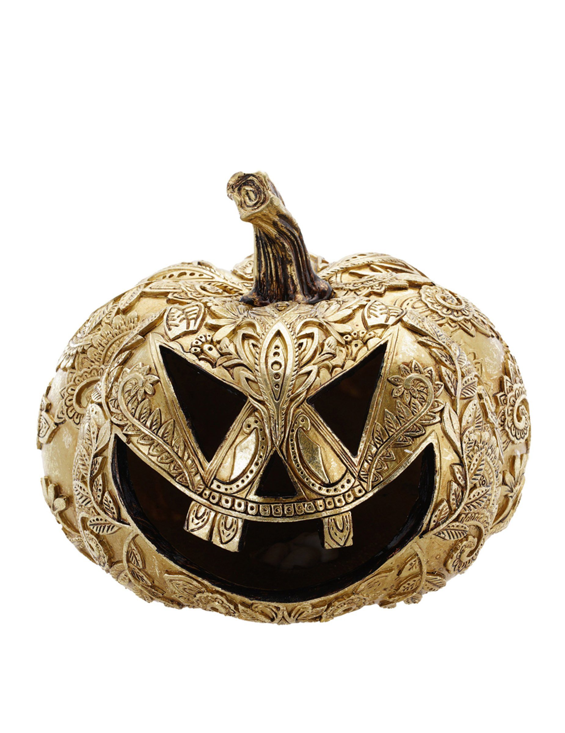 CHAKS Monster-Kostüm Kürbis aus Kunstharz Gold Barockstil 21 cm Halloween Deko
