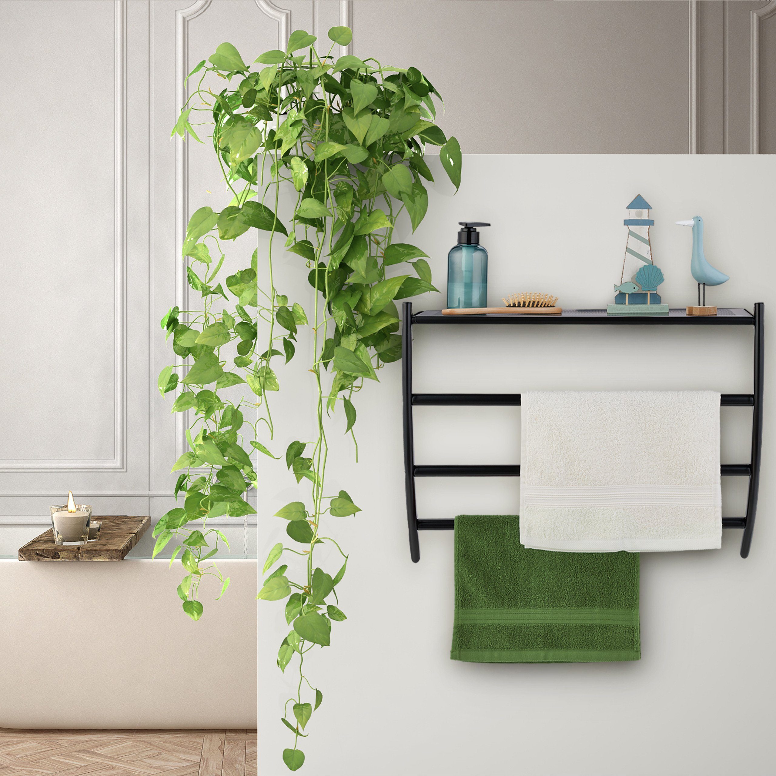 relaxdays Handtuchhalter Schwarzer Handtuchhalter für die Wand günstig online kaufen