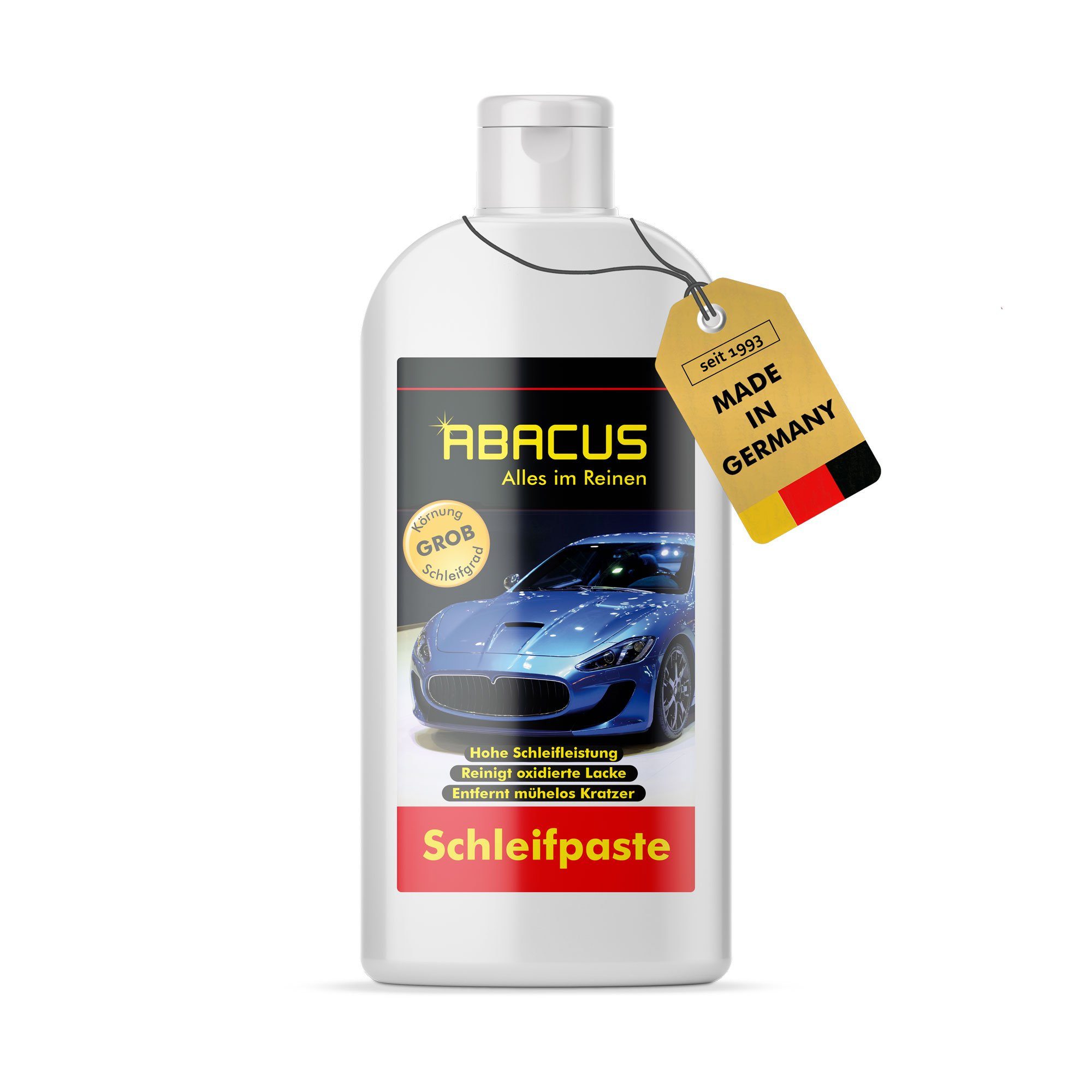 ABACUS Schleifpaste Autolack Schleifpolitur Reinigungspaste Metall Autopolitur (Entfernt mühelos Kratzer, Hohe Schleifleistung), Hochwertige Aluminiumoxide