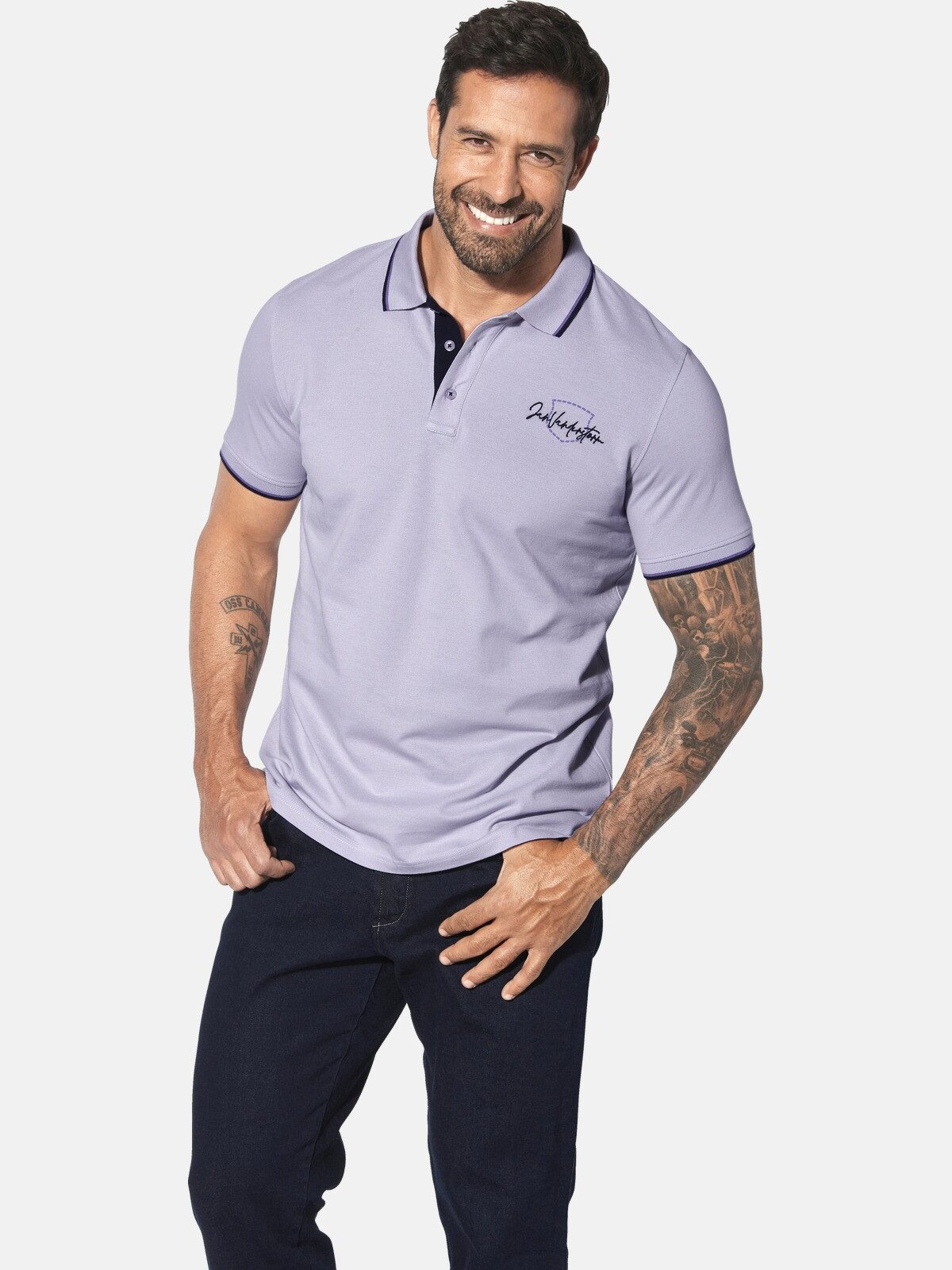 Jan Vanderstorm Poloshirt PERDER mit Kontrastdetails günstig online kaufen