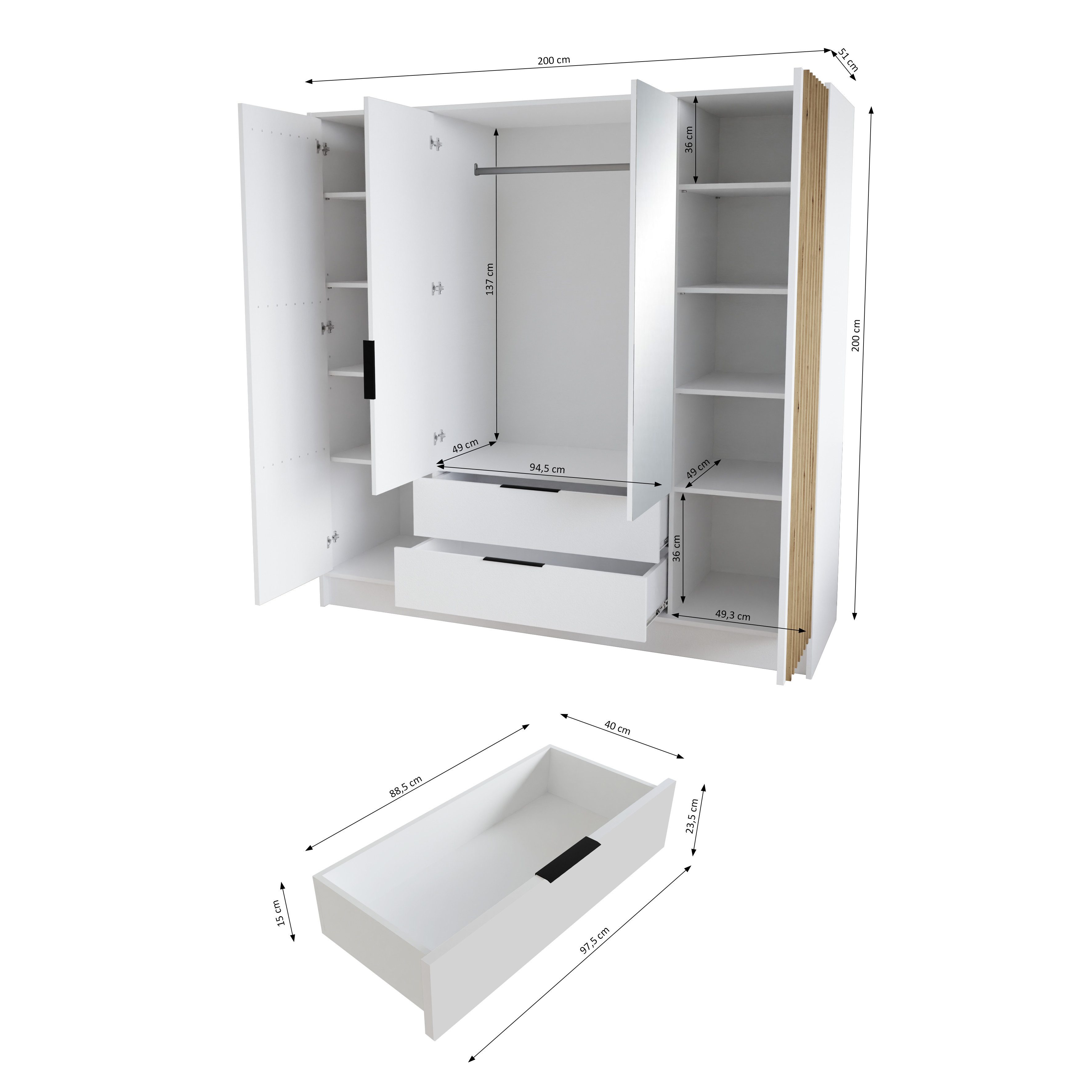 ALTDECOR Drehtürenschrank NERA (Kleiderschrank Garderobenschrank mit günstig online kaufen