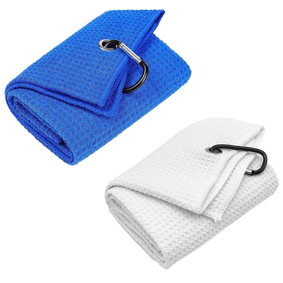 Jormftte Handtücher Golfhandtuch Fold Golf Handtuch Sporthandtuch Microfaser Handtücher Weiß+hellblau