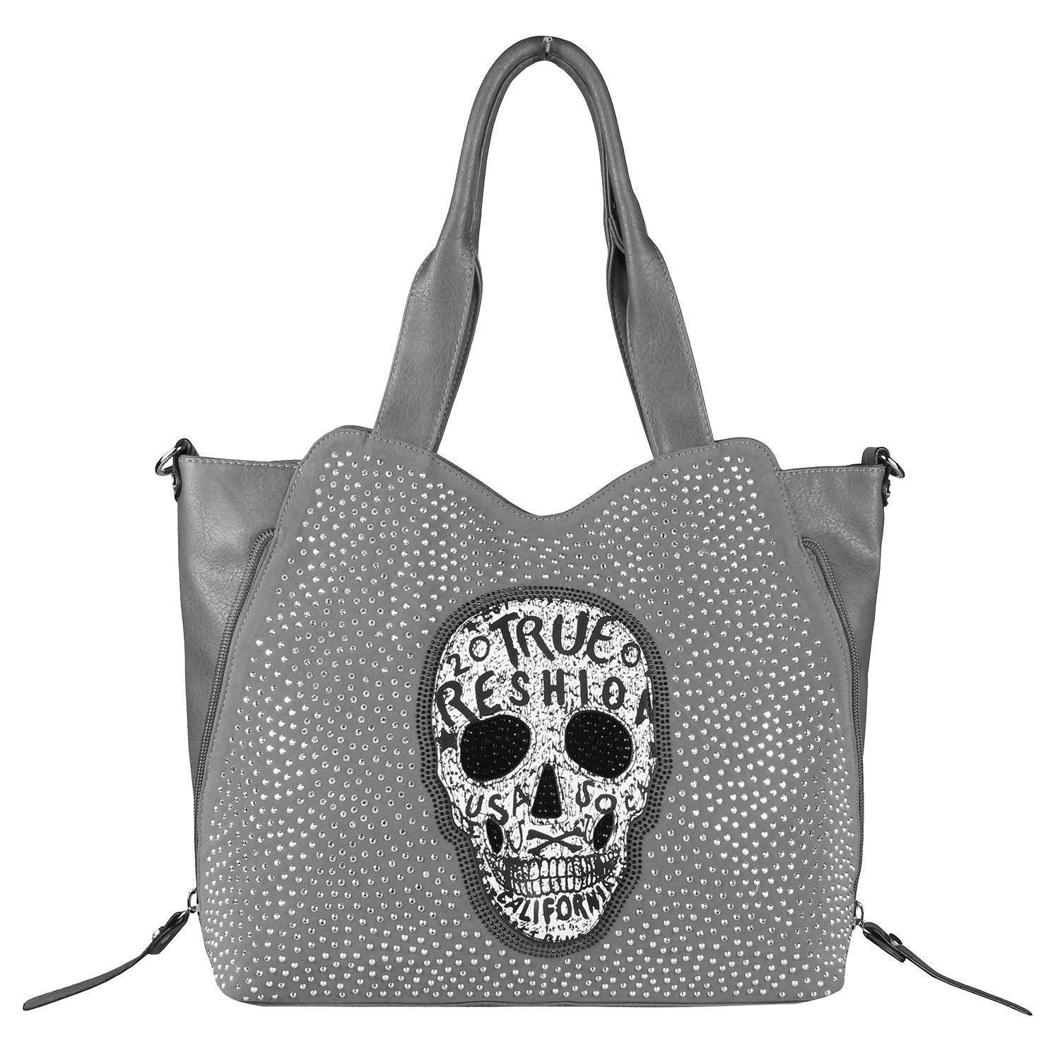 ITALYSHOP24 Schultertasche Damen XXL Totenkopf Shopper günstig online kaufen