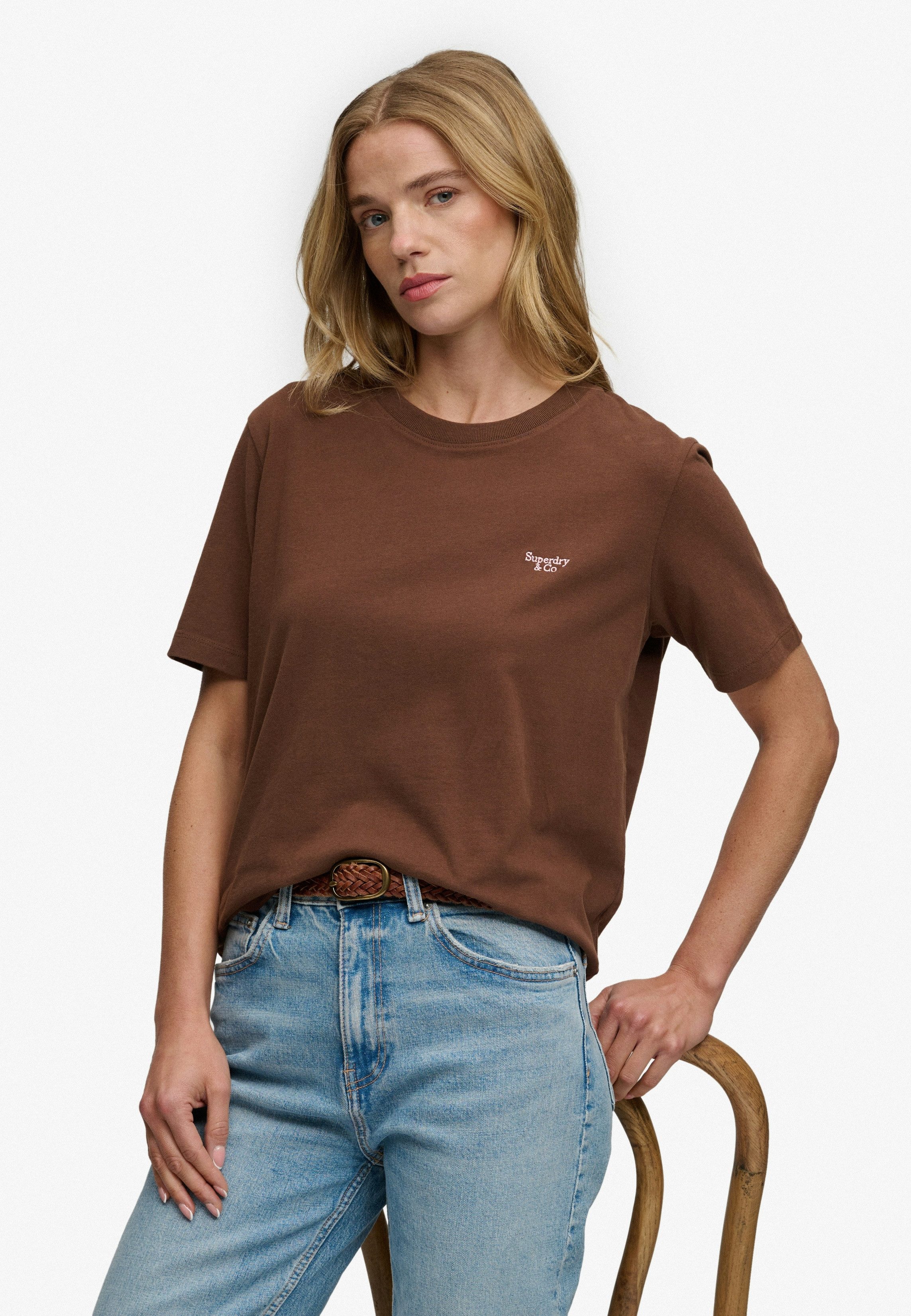 Superdry T-Shirt SIGNATURE EMB TEE Baumwolle, relaxed fit