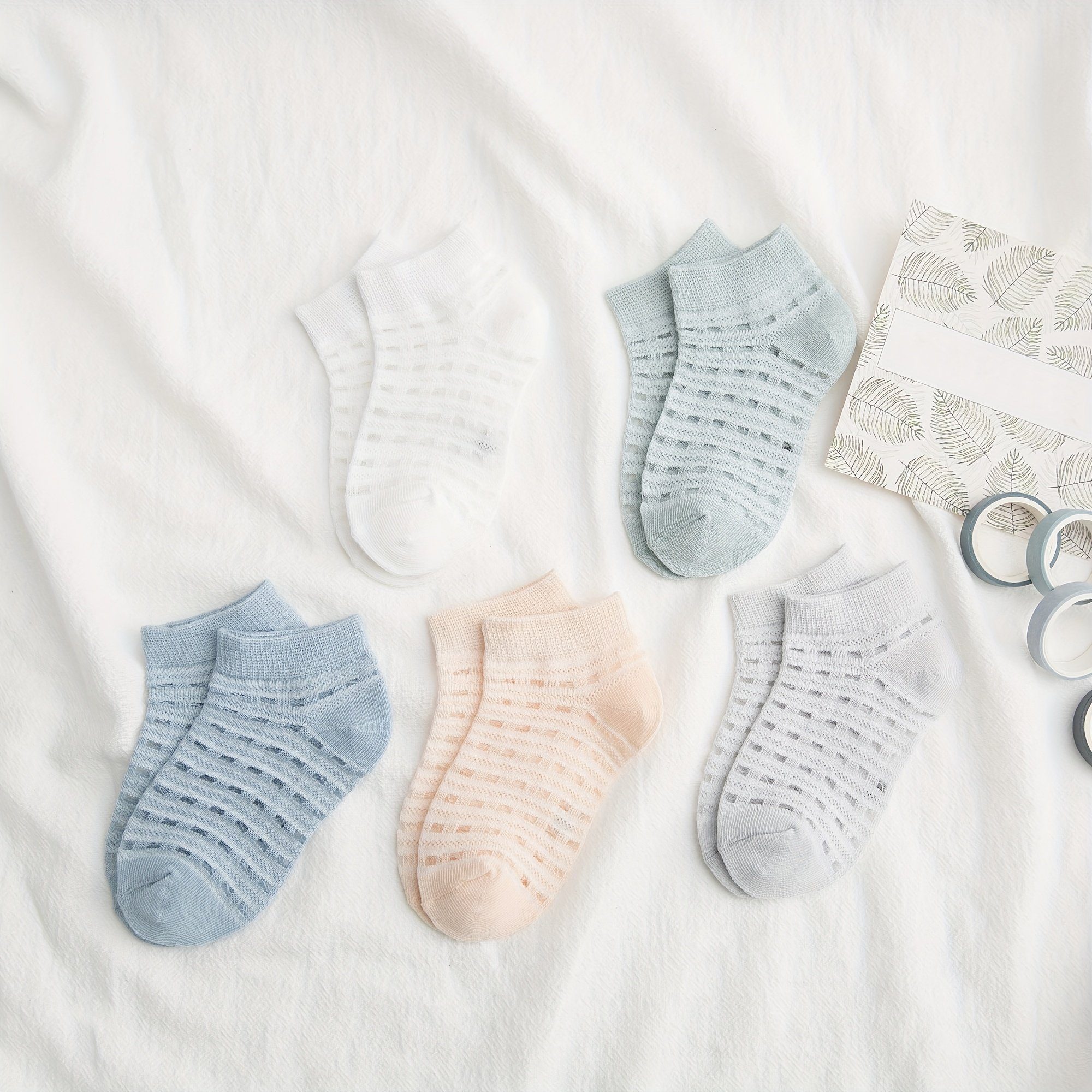 DEBAIJIA Freizeitsocken 5 Paar Baby Kinder Atmungsaktive Mesh Socken Fit für 0-5 Jahre