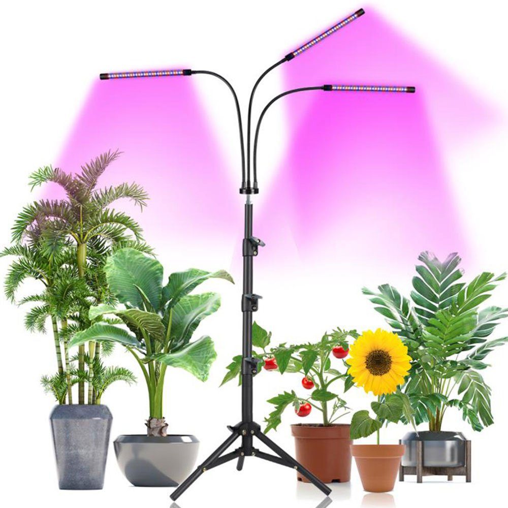Rosnek Pflanzenlampe 3/4-Kopf, Dimmbar, Vollspektrum, mit Ständer, Rot, Blau | Pflanzenlampen