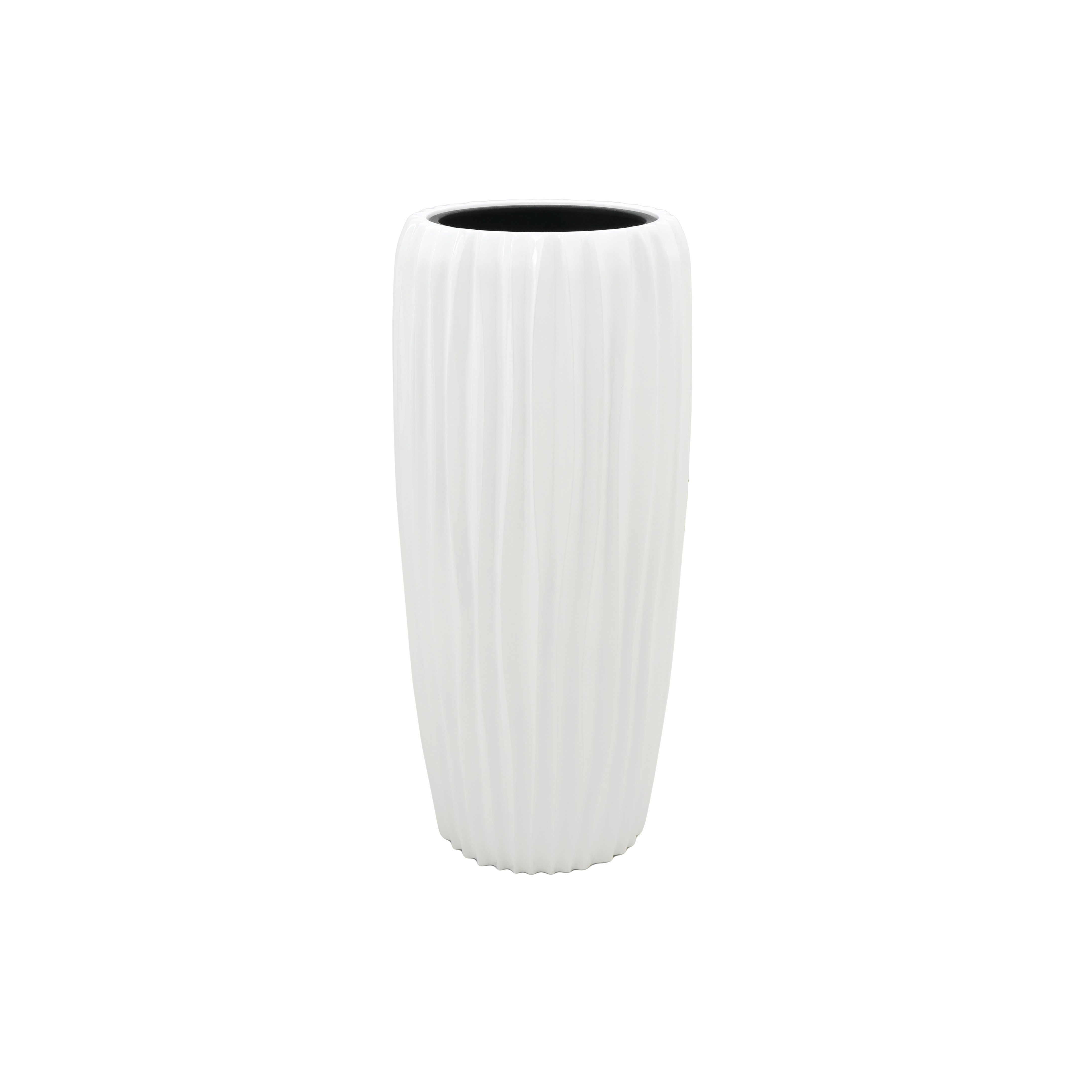 Flingora Bodenvase Minga, mit Einsatz - Fiberglas - Indoor & Outdoor - Weiß - Höhe 75 cm